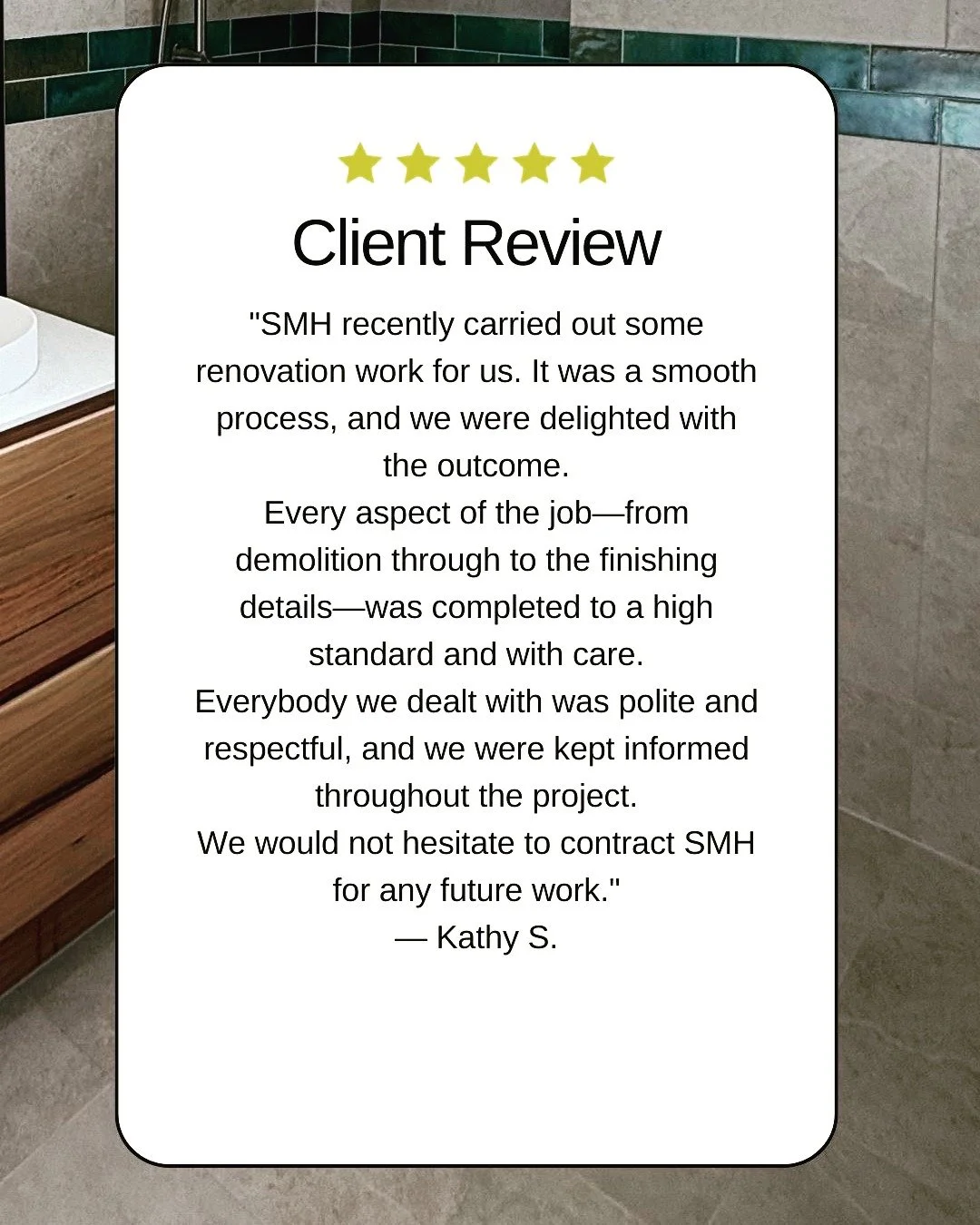 Thank you, Kathy, for your wonderful review. ⭐⭐⭐⭐⭐

Quality workmanship, honest communication and attention to detail are what we aim to deliver on every project.

Thinking about renovating? We'd love to hear about your plans.

@superior_melbourne_ho