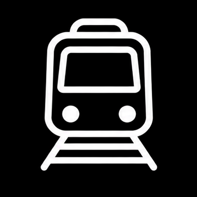 Icon of a train or subway car on train tracks