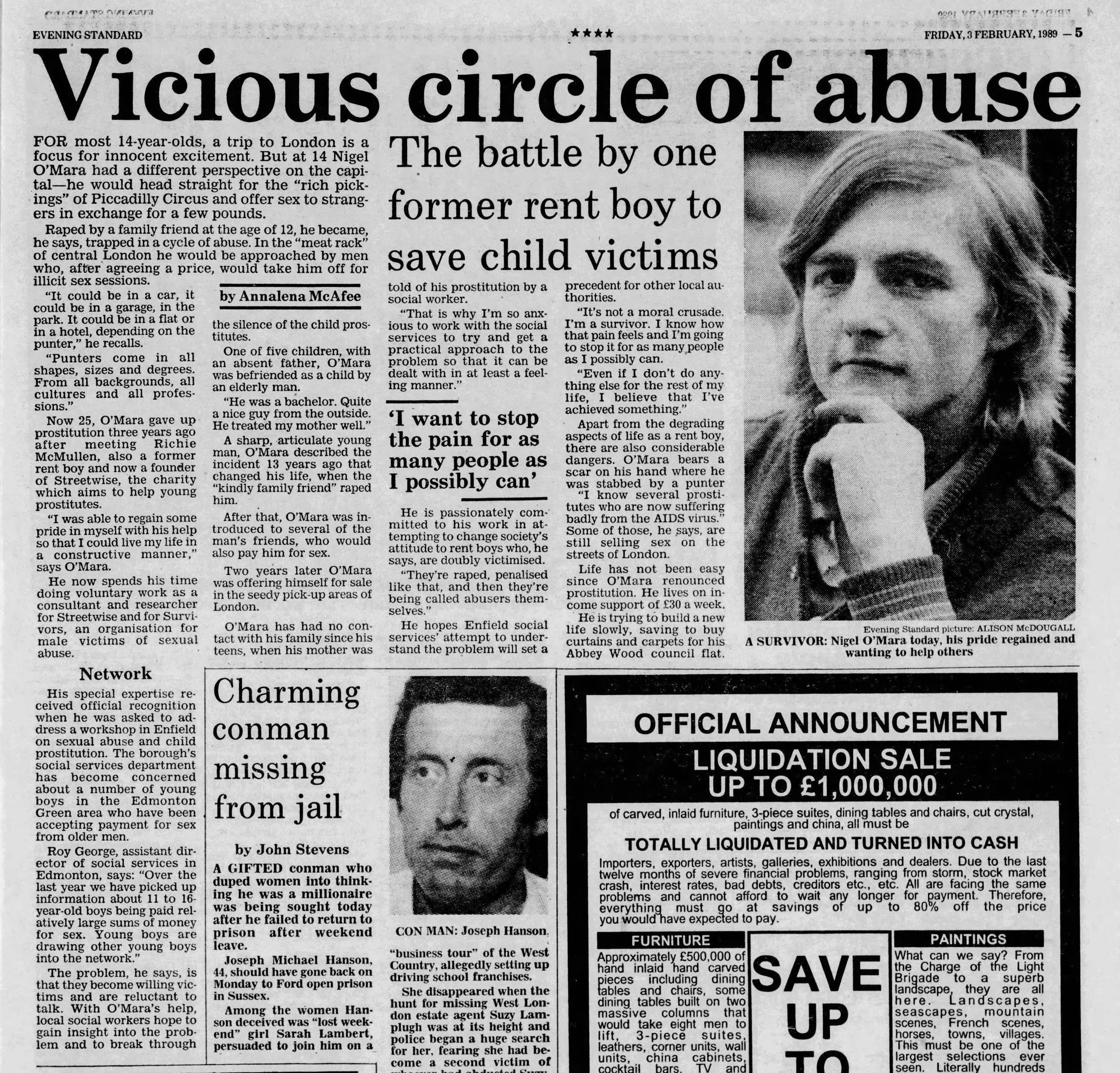 Evening Standard 3 Feb 1989