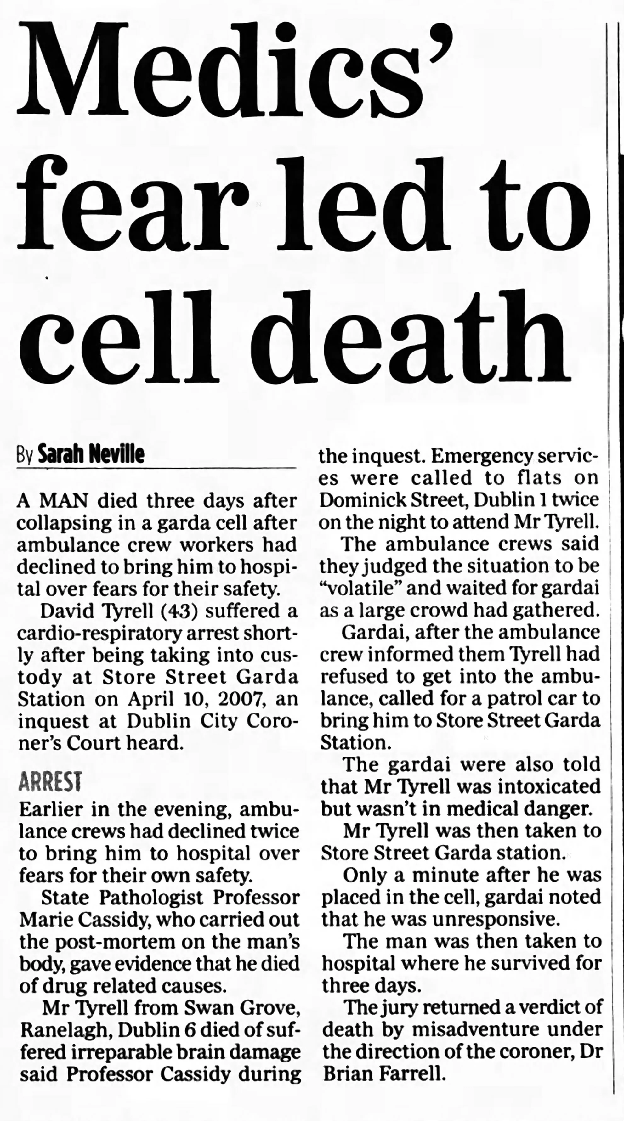 Evening Herald 6 Mar 2008