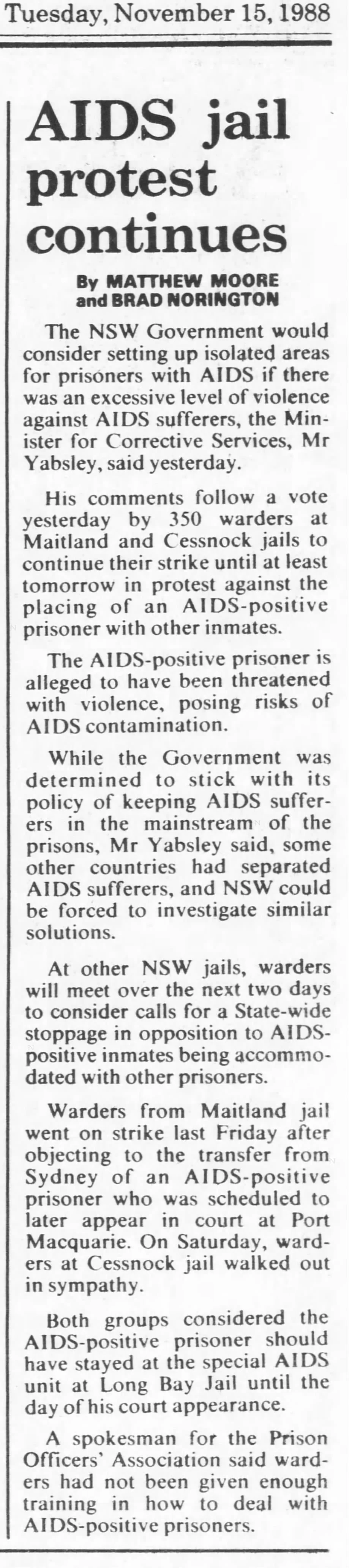 Sydney Herald 15 Nov 1988