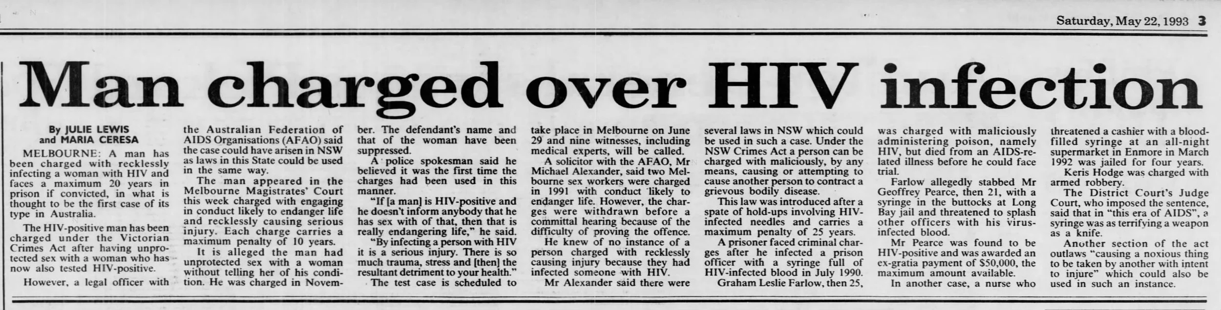 Sydney M'Herald 22 May 1993