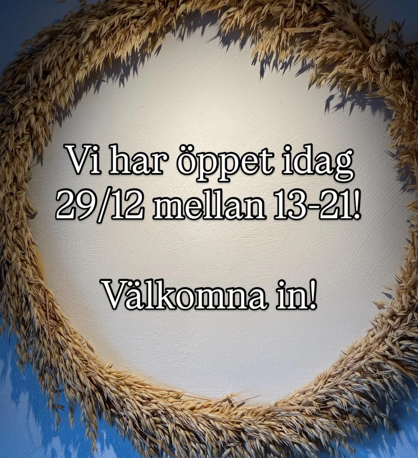 V&auml;lkomna in p&aring; lunch fr&aring;n 13-16 eller middag mellan 16-21 idag den 29/12.