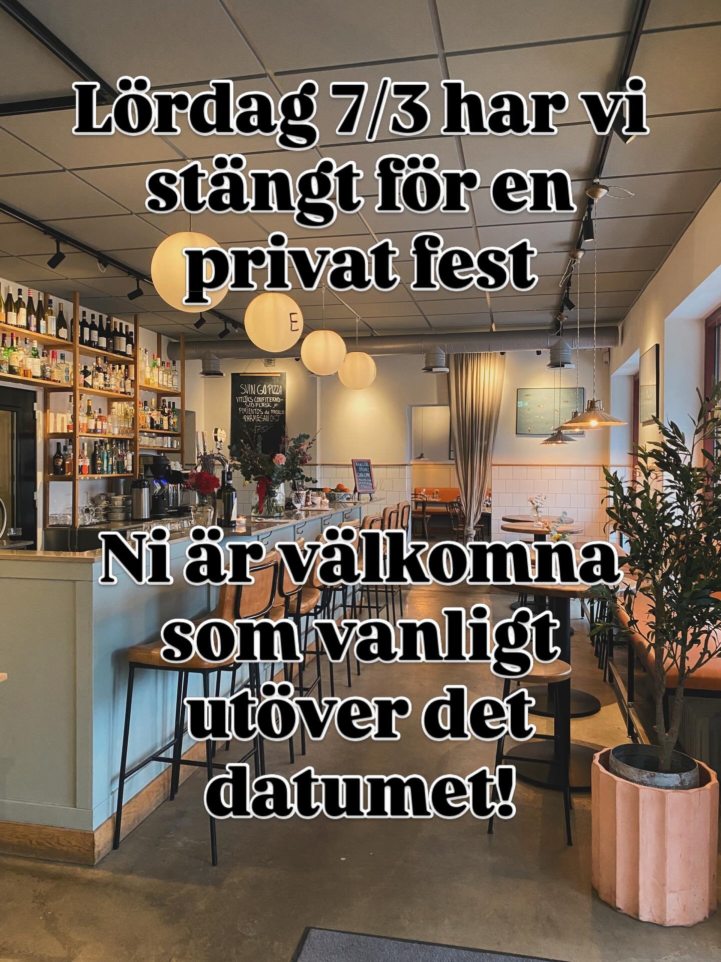 St&auml;ngt l&ouml;rdag 7/3. Vill ni ocks&aring; abonnera oss f&ouml;r fest/middag? Kontakta oss p&aring; Hov@enskededeli.se