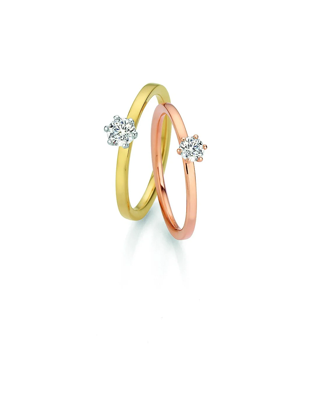 Verlobungsring aus recyceltem Rotgold Diamant 6er Krappe