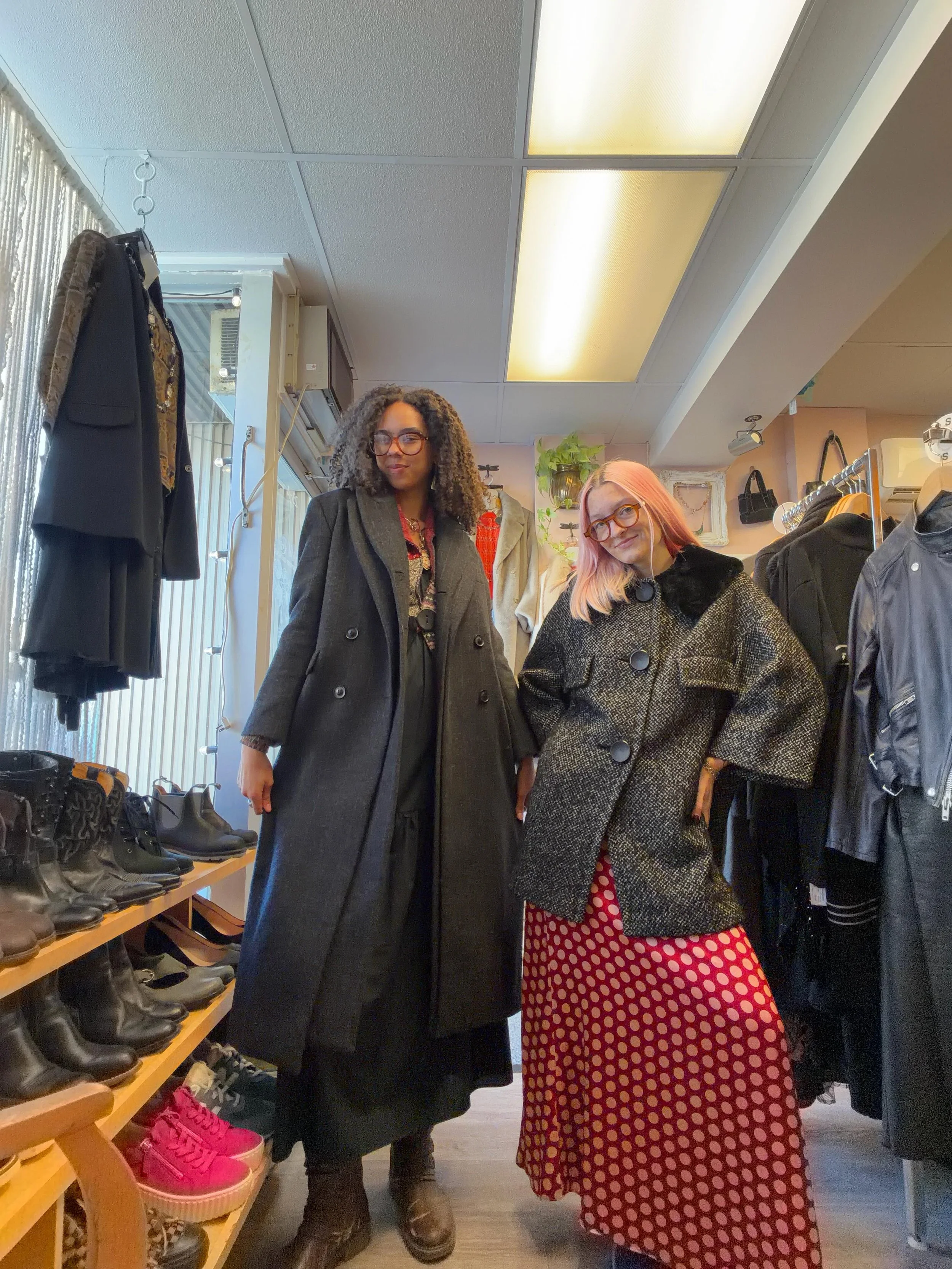 Happy Saturday Roses!🌹(STAFF PICKS!) check out our favourite jackets in store right now!  Zara Wool Blend Long Double Breasted Coat (size: small) $130.00  Auckie Sanft Salt&amp;Pepper Wool Coat (size: large) $115.00  #shopsmall#consignment#fallfashi