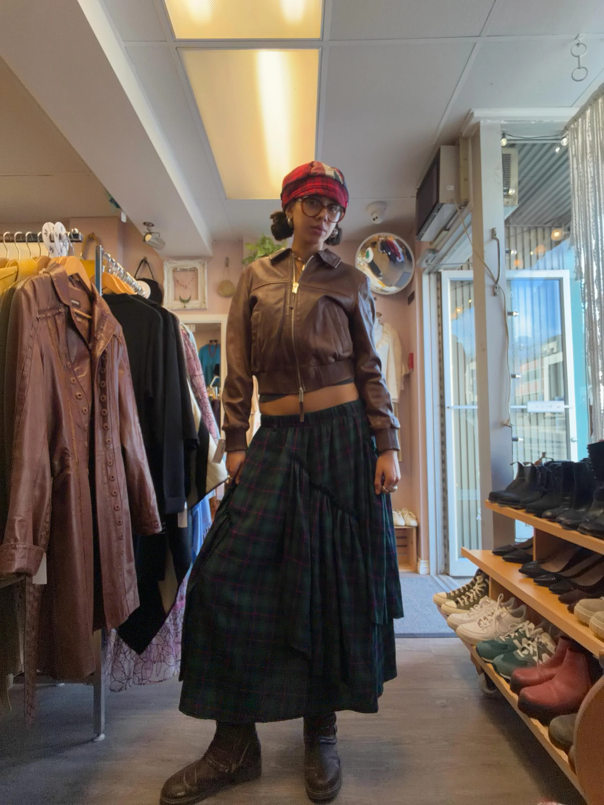 sneak peek of our leather jackets in right now !🫣 MNG brown leather cropped jacket (size: large $135.00)  Danier leather woven stitch detail long jacket (size: large $160.00)  Tribal vintage green leather jacket (size: small $83.00) #shopvintage#sho