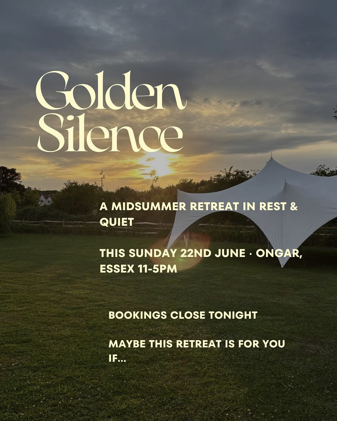 ☀️LAST CHANCE TO BOOK! ☀️BOOKINGS CLOSE AT MIDNIGHT TONIGHT&hellip;.. 

An experience not to be missed&hellip;. If you long for peace, natural connection, deep rest and relaxation then join us in honouring the solstice in this most profoundly beautif