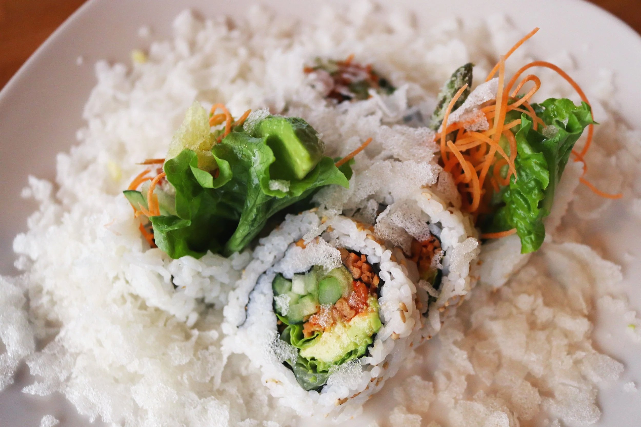 Vegan Natto Snow Storm Roll - Sticky Rice (Photo by Raven & Crow)