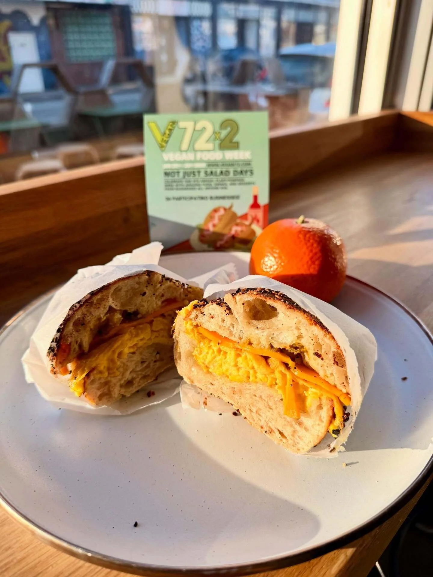 Vegan Egg and Cheese Breakfast Bagel Sandwich - Julio’s Bagels