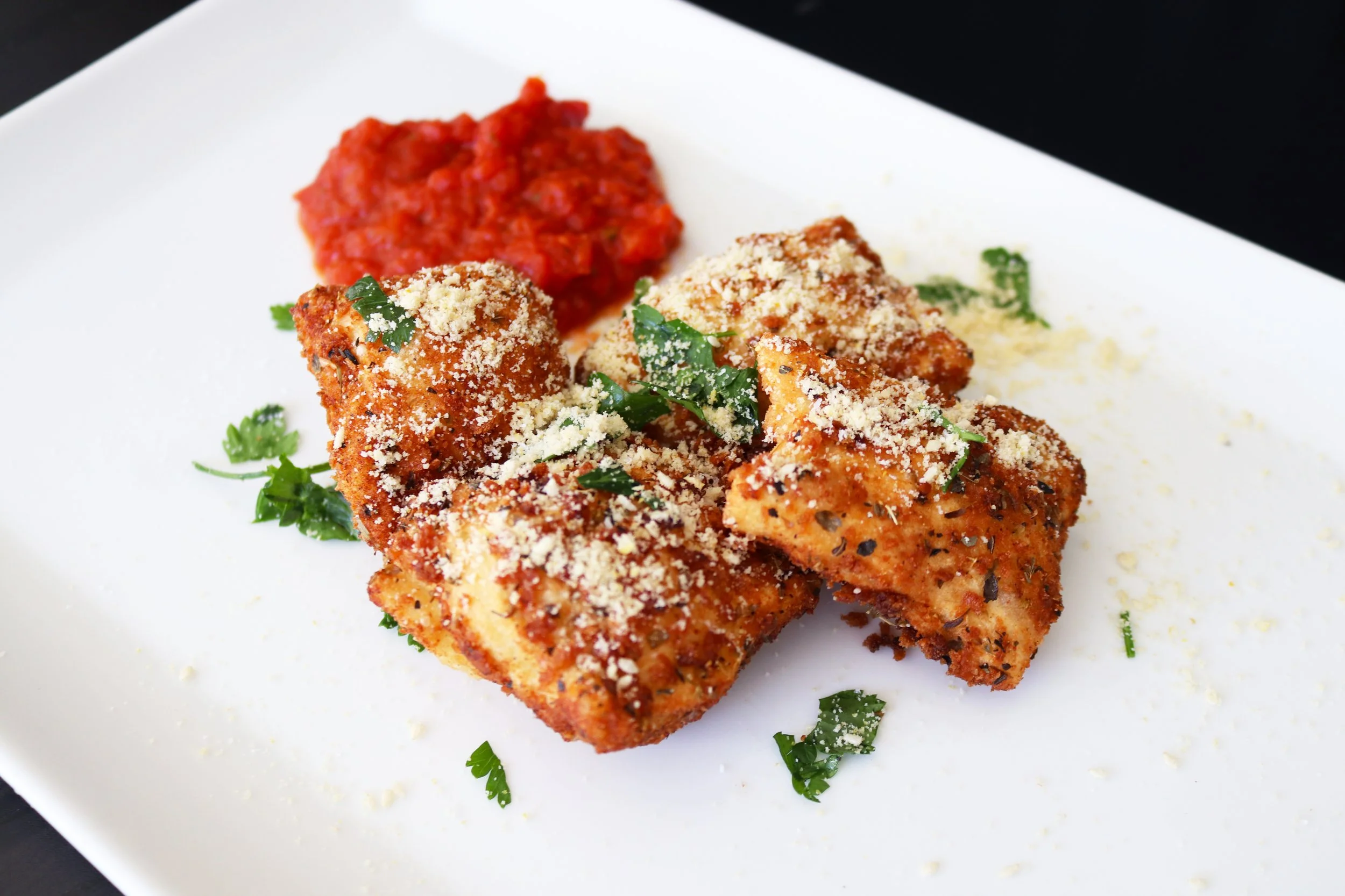 Fried Housemade Raviolis - Yummvees Vegan Food (Photo by Raven & Crow)