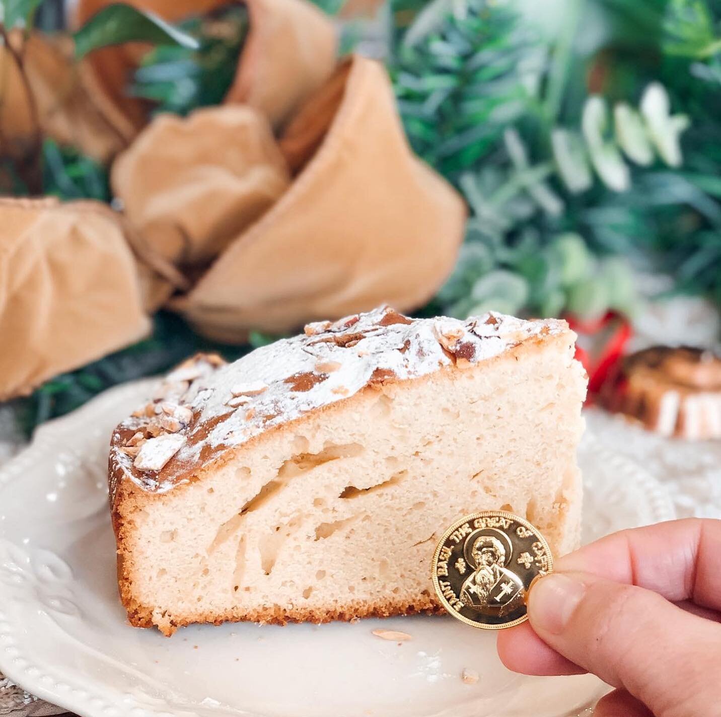 in the greek culture, we have a New Year&rsquo;s tradition of baking a special cake called a Vasilopita (St. Basil&rsquo;s cake). ✨

in memory of a miracle God performed through St. Basil, we bake this cake and hide a gold coin inside. the person who