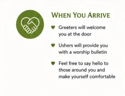 What to Expect in Worship at Faith Lutheran A Warm Welcome  👋 Greeters will welcome you at the door 📄 Ushers will hand you a bulletin with everything you need 💬 Feel free to say hello and settle in comfortably
