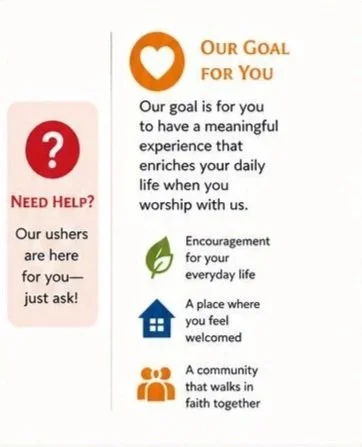 Our Hope for You  ❤️ A meaningful, life-giving experience 🌱 Encouragement for your everyday life 🏡 A place where you feel welcomed and at home