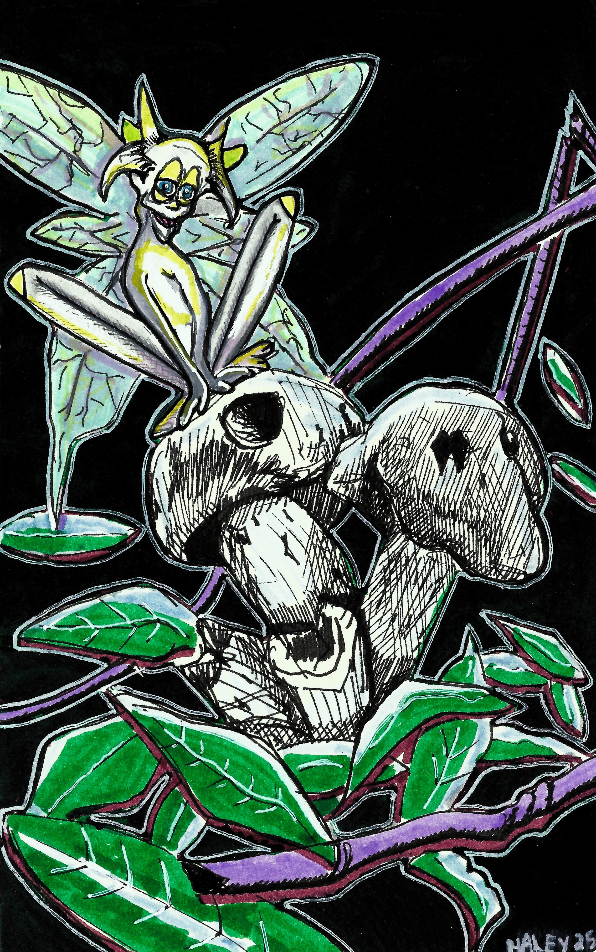 Fable's Friend. Watercolor and Ink on Paper. 5x7. 2025. (Private Collection)