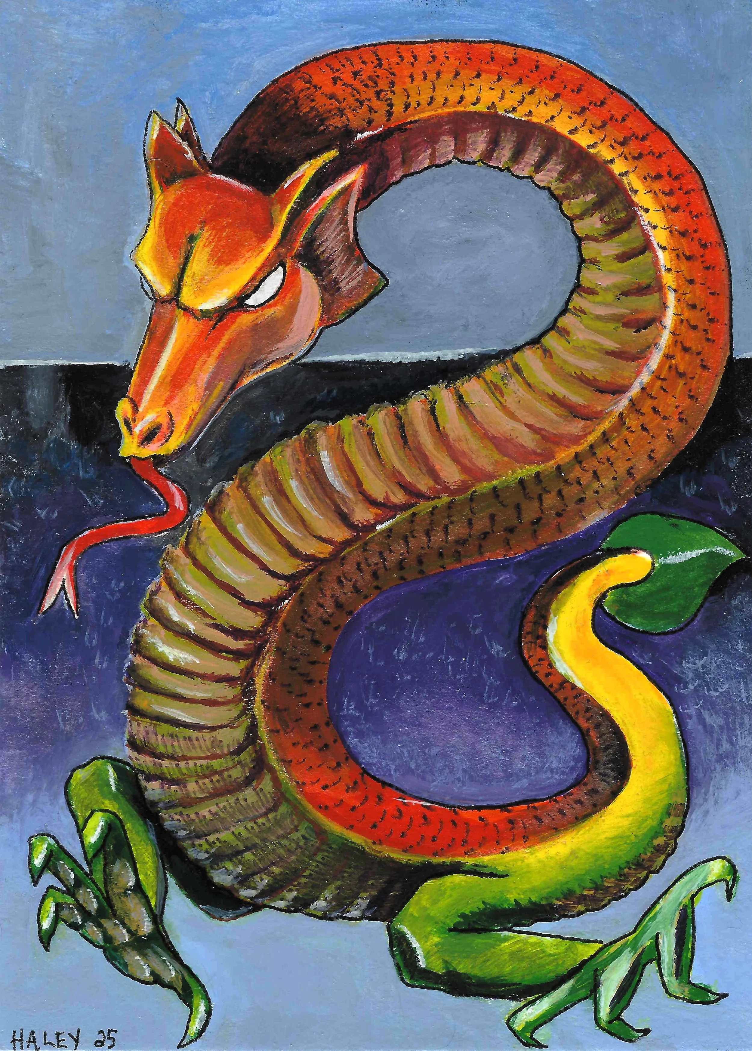 Dragon. Watercolor on Paper. 5x7. 2025.