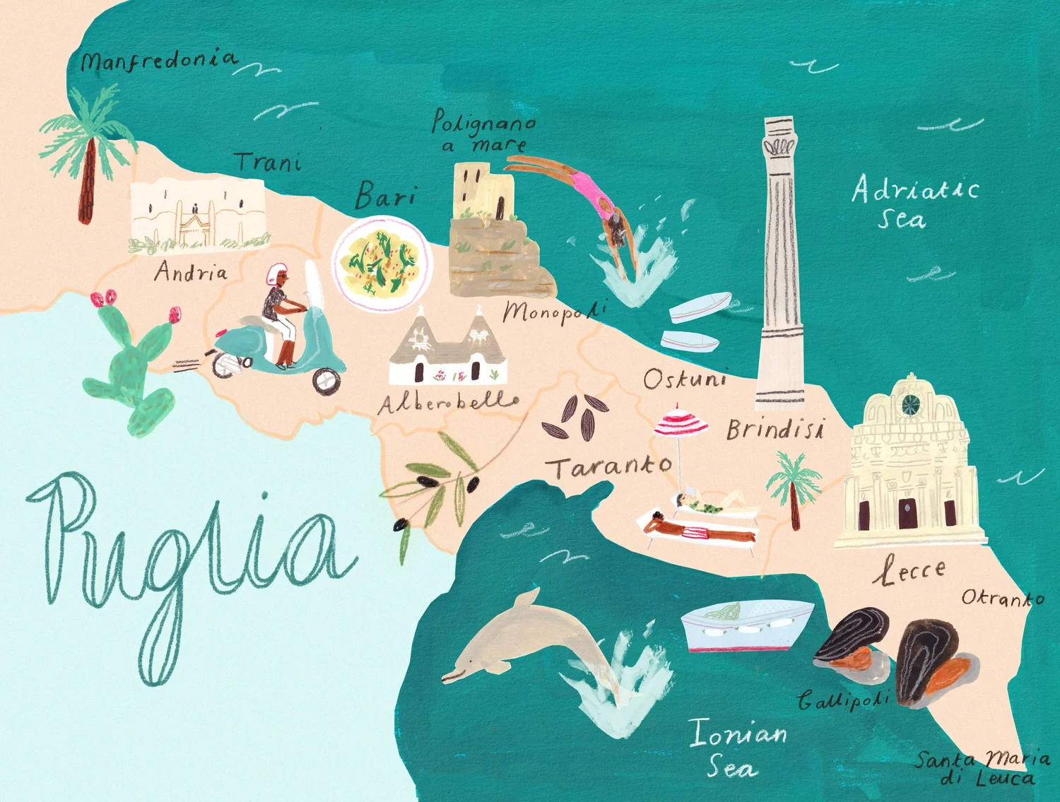 Illustrated Map of Puglia — Lucia Vinti Illustration