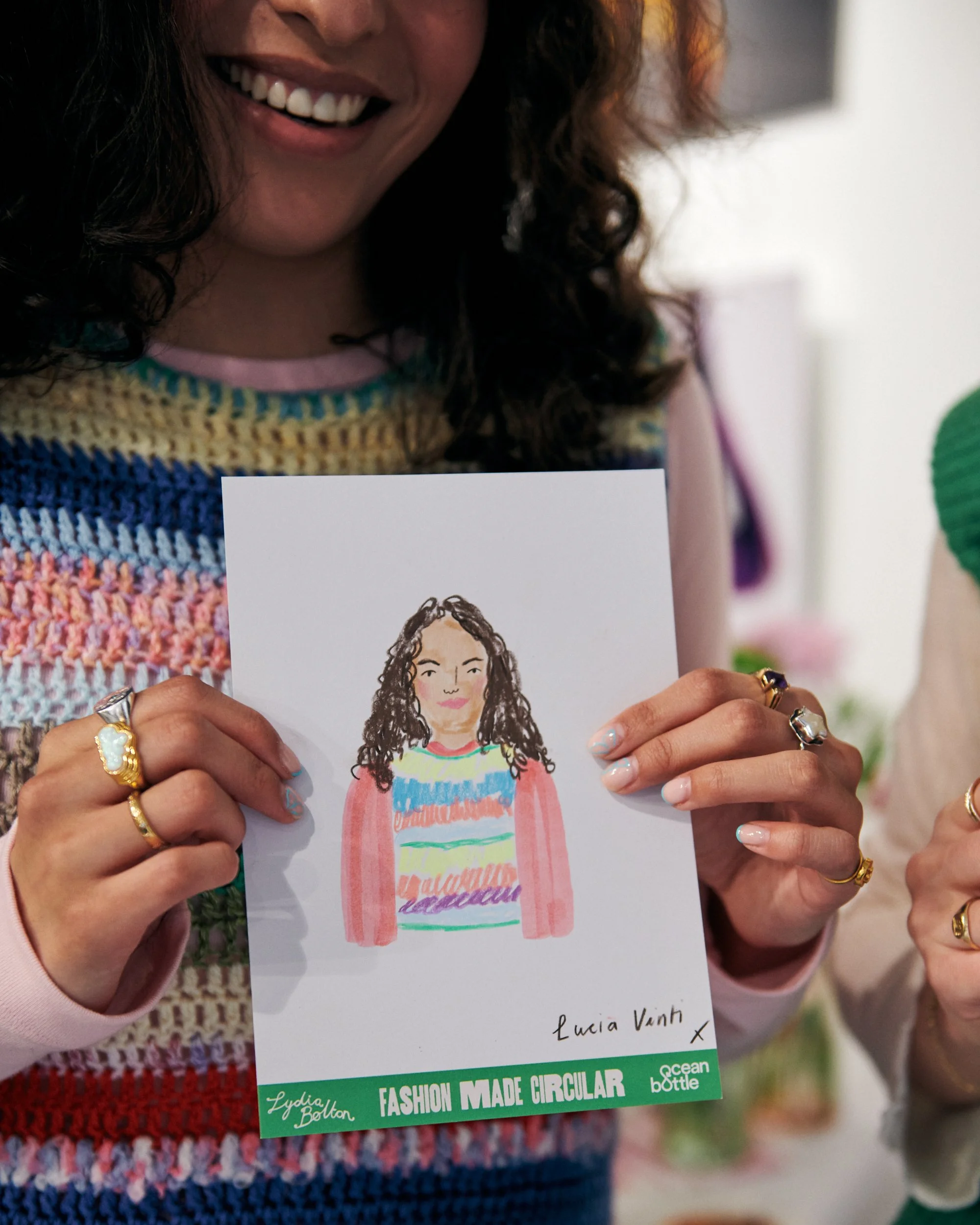 Guest with Live Portrait at a sustainable fashion event