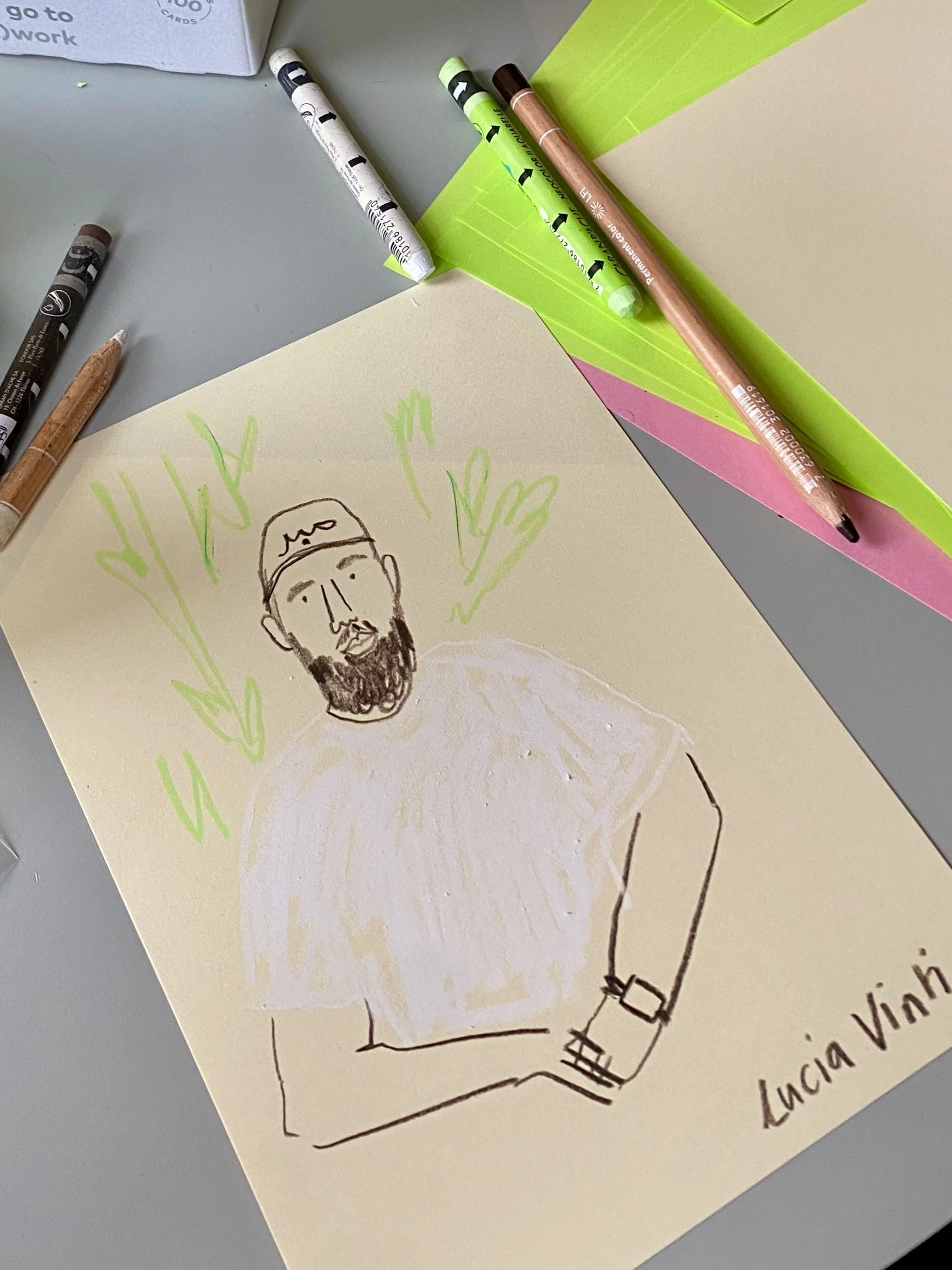 Live portrait of a man with beard