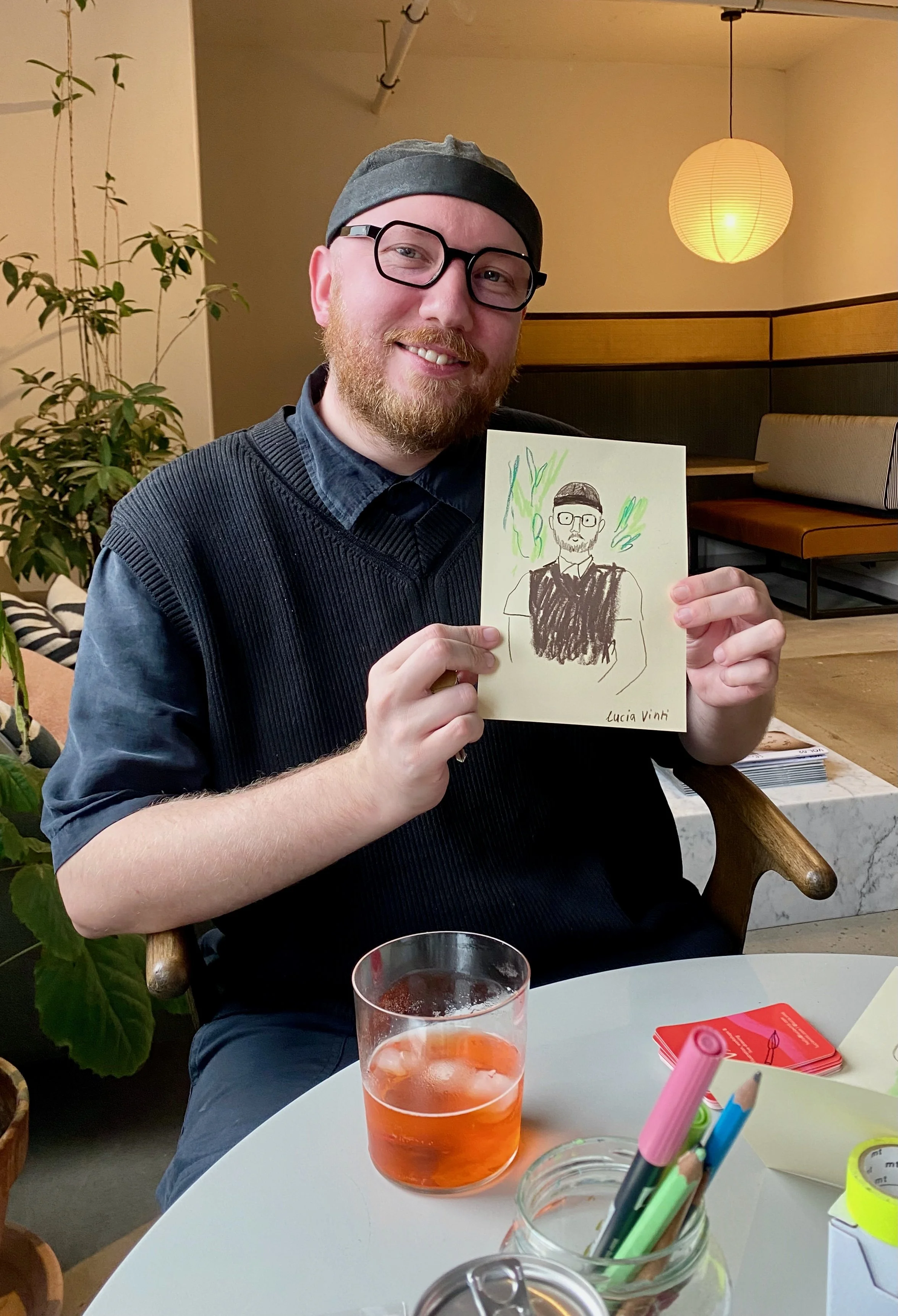 Live portrait of a man in glasses