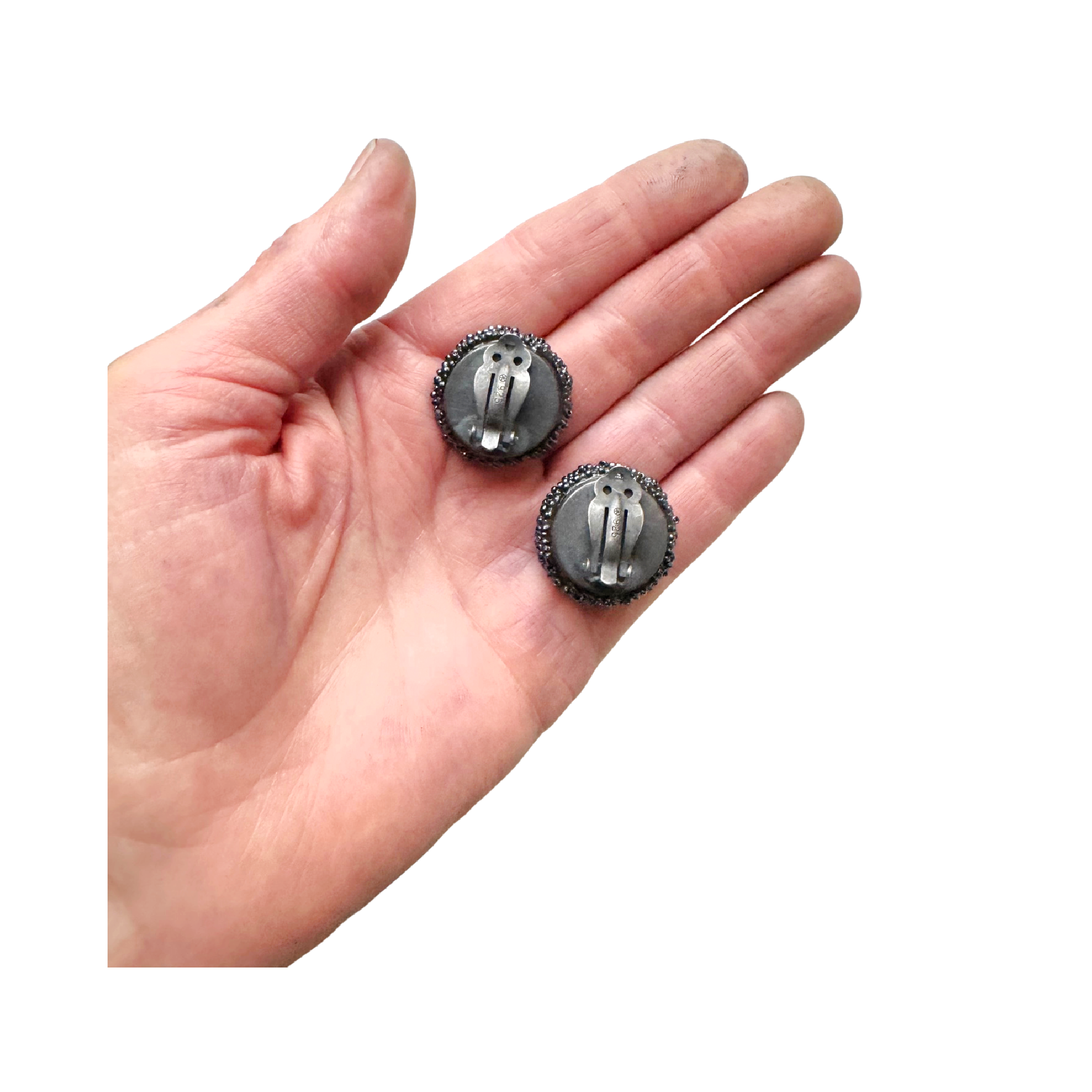 Hematite Button Earrings Image 7.png