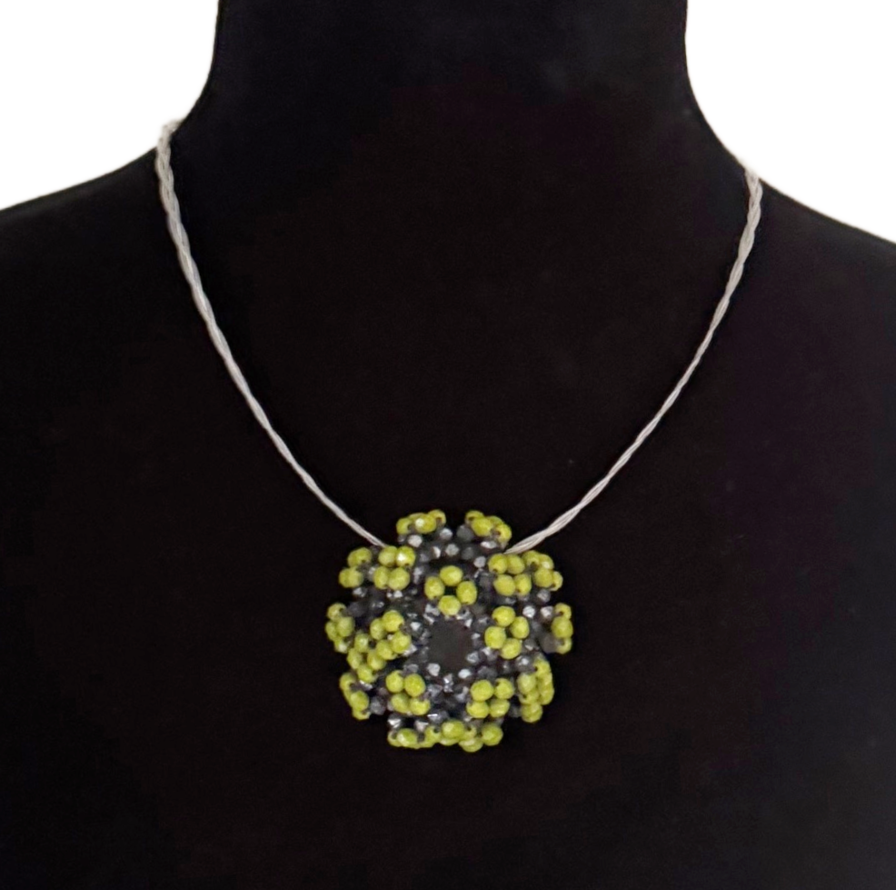 Large Lime Floral Brooch Pendant Image 1.png