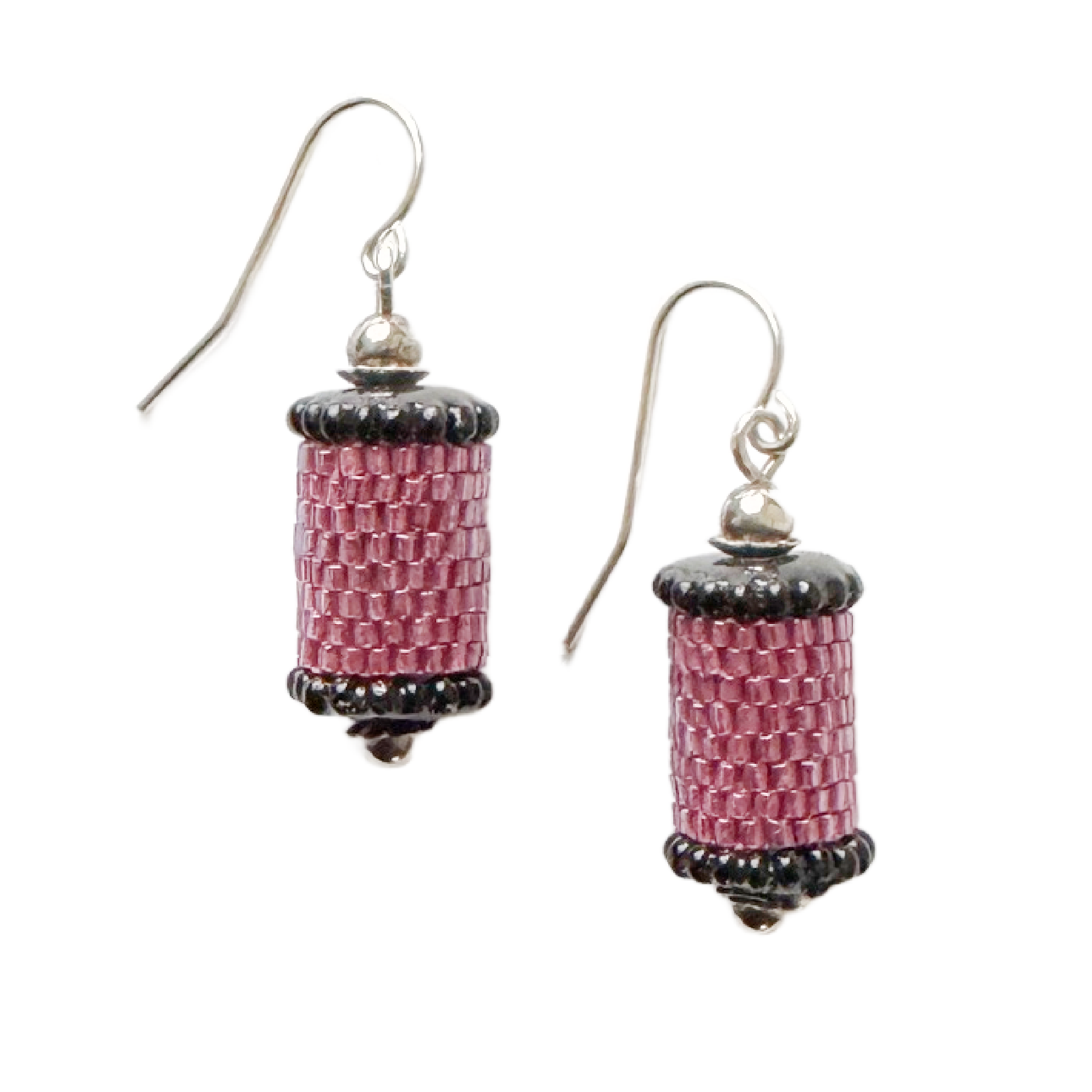 Vintage Pink Barrel Earrings