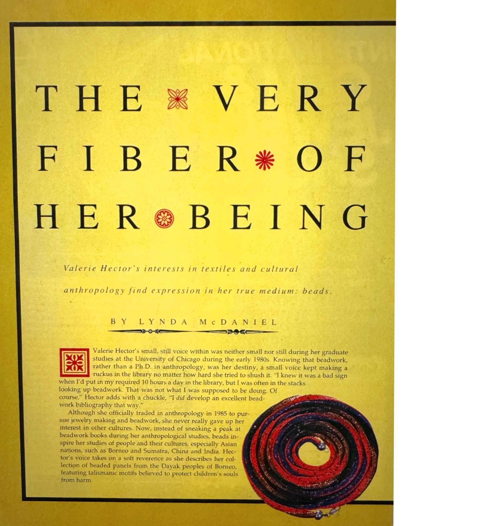 "The Very Fiber of Her Being" - Profile of Valerie Hector by Lynda McDaniel 