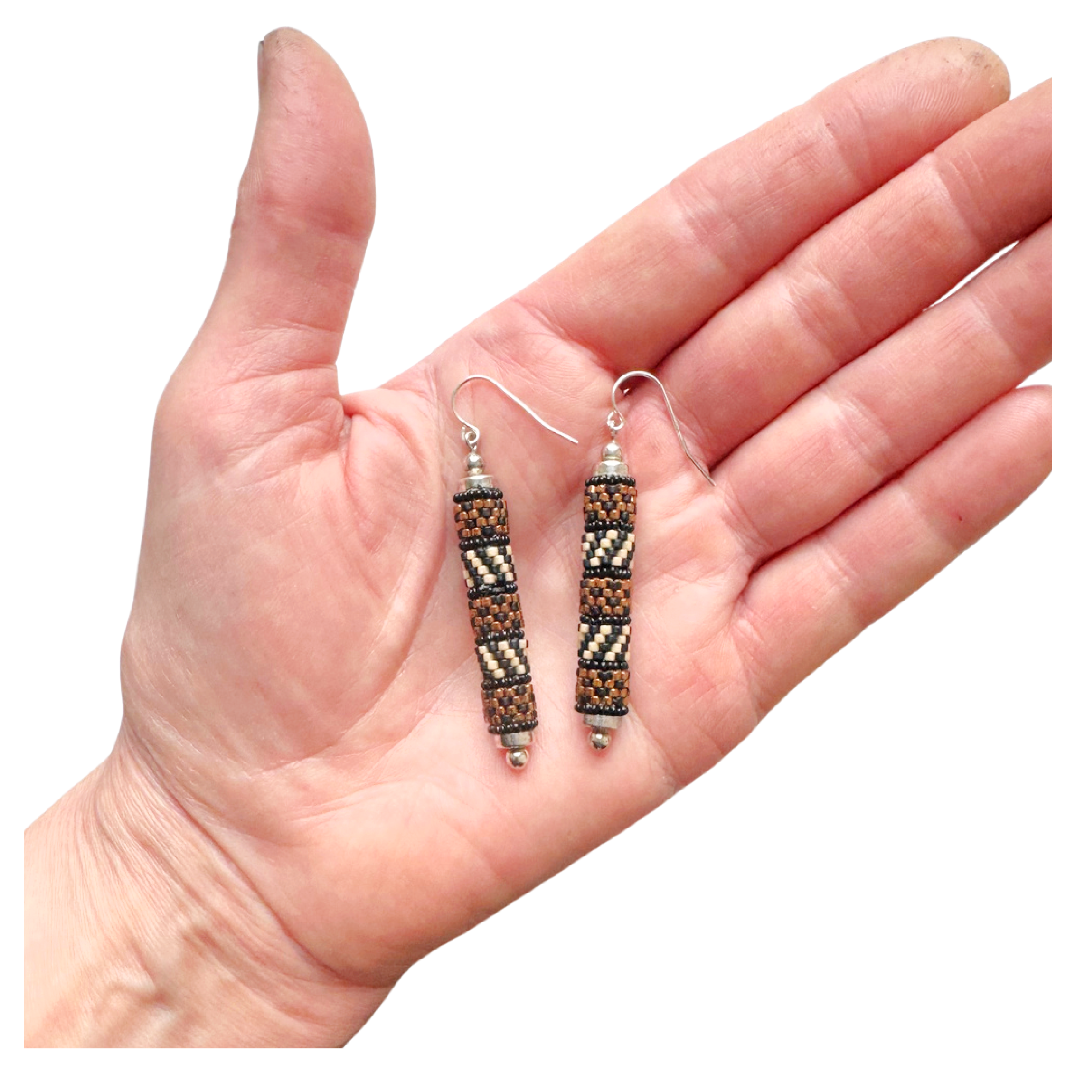 Vanilla & Bronze Cylinder Earrings Image 2.png
