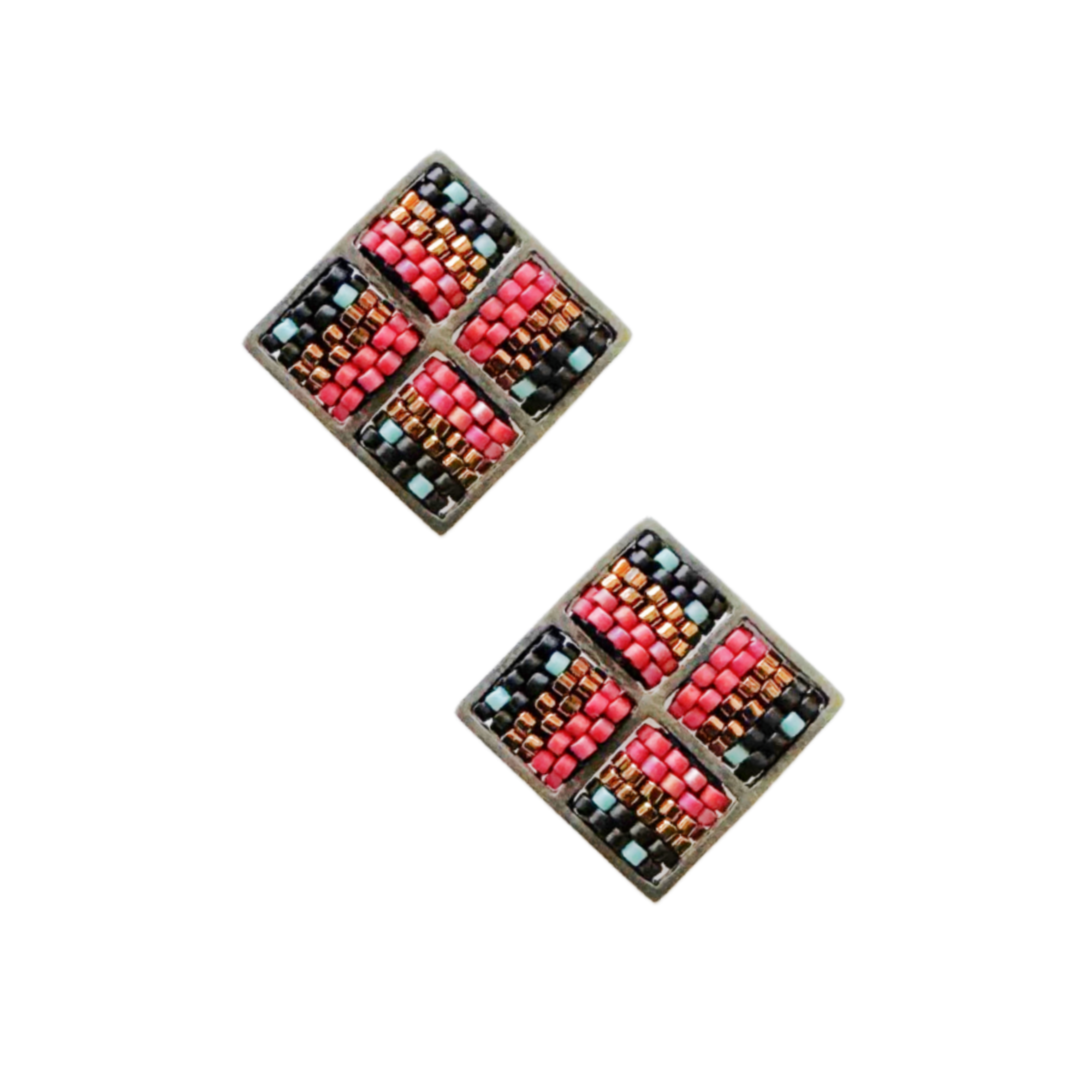Confetti Earrings in Rose Red and Bronze.png