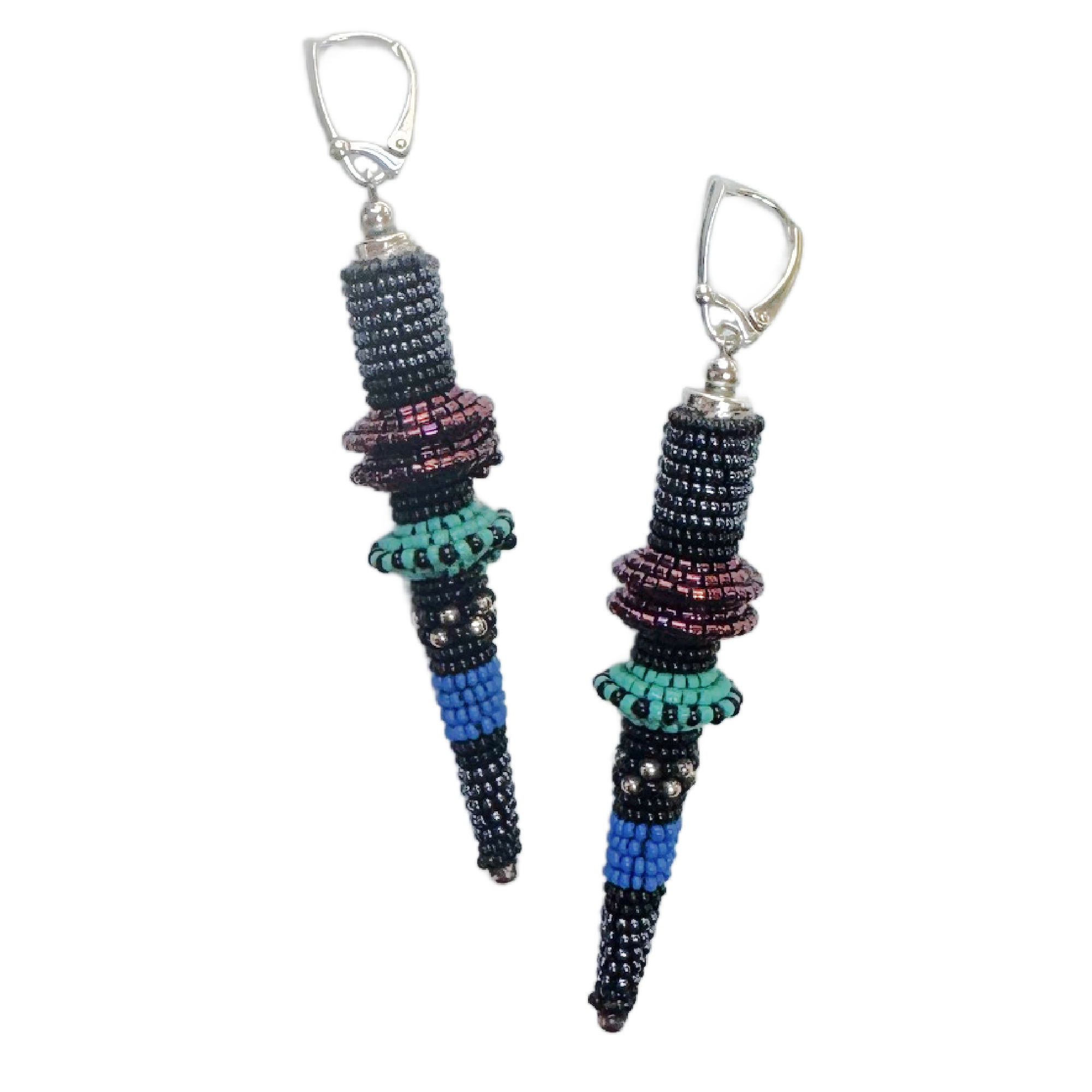 Vintage Long Cone Earrings in Hematite Multi Image 1 a.png
