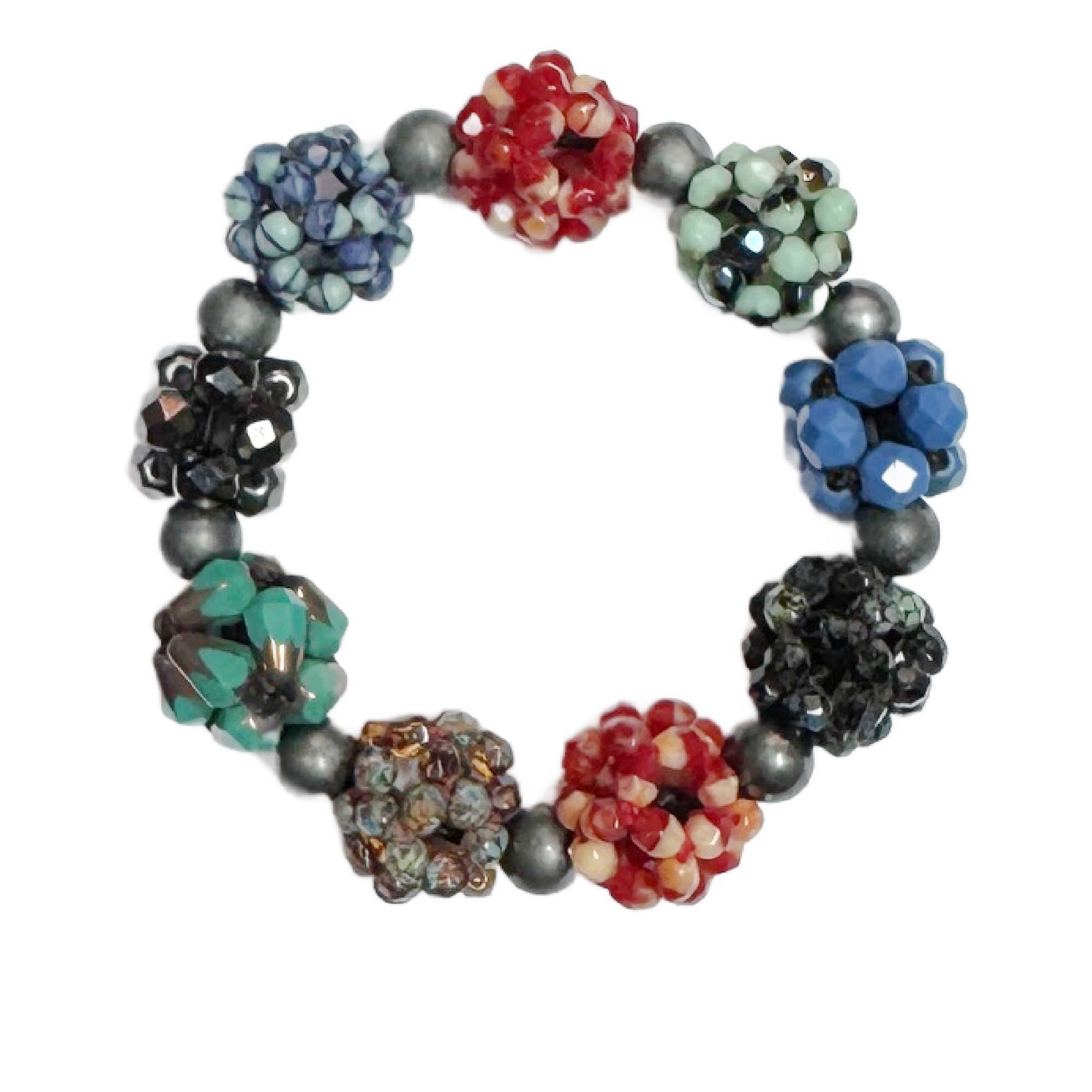 Small Cluster Bracelet in Cherry & Teal Image 1.png