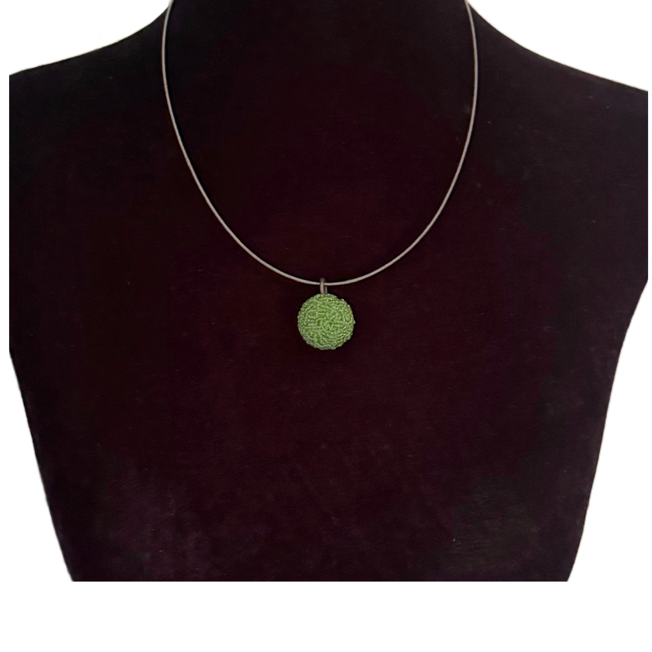 Tiny Translucent Lime Beaded Bead Pendant.png