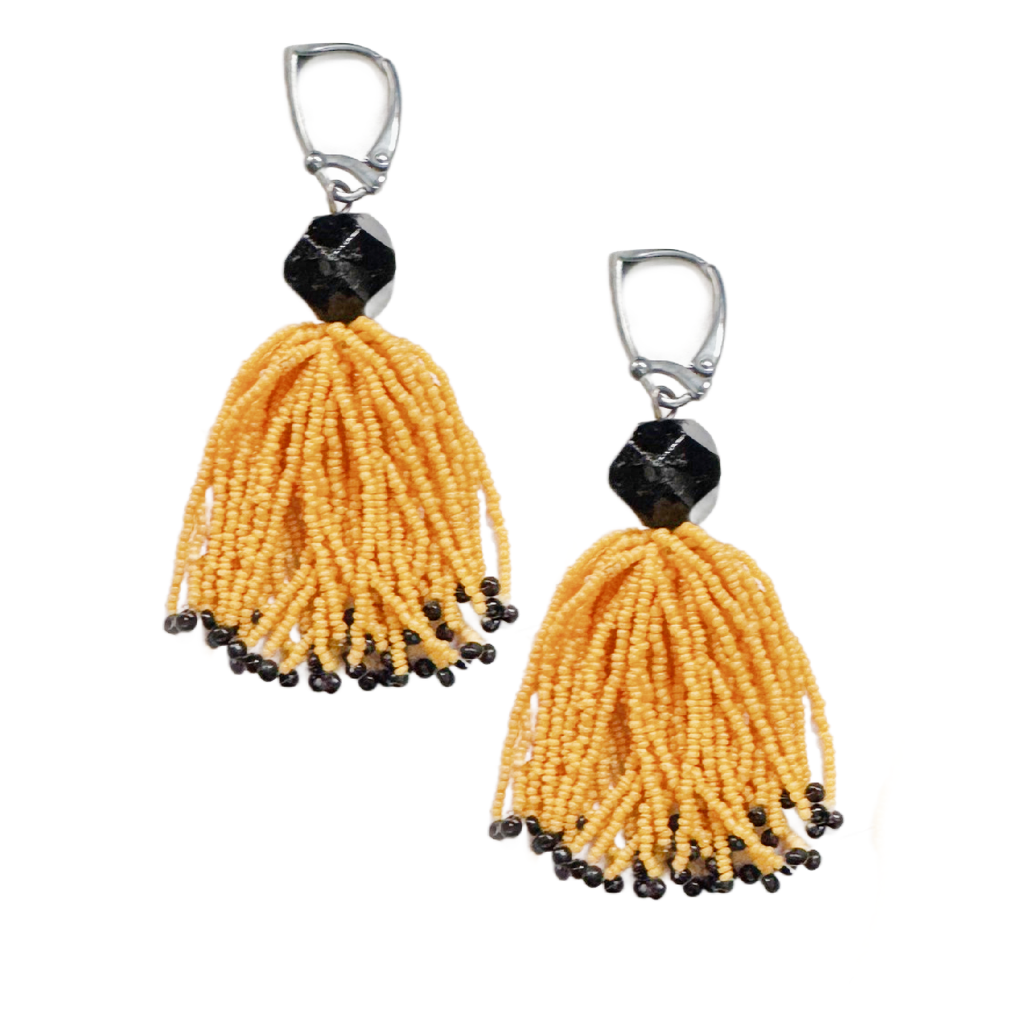 Vintage Lemon Yellow Tassel Earrings Image 1 a.png