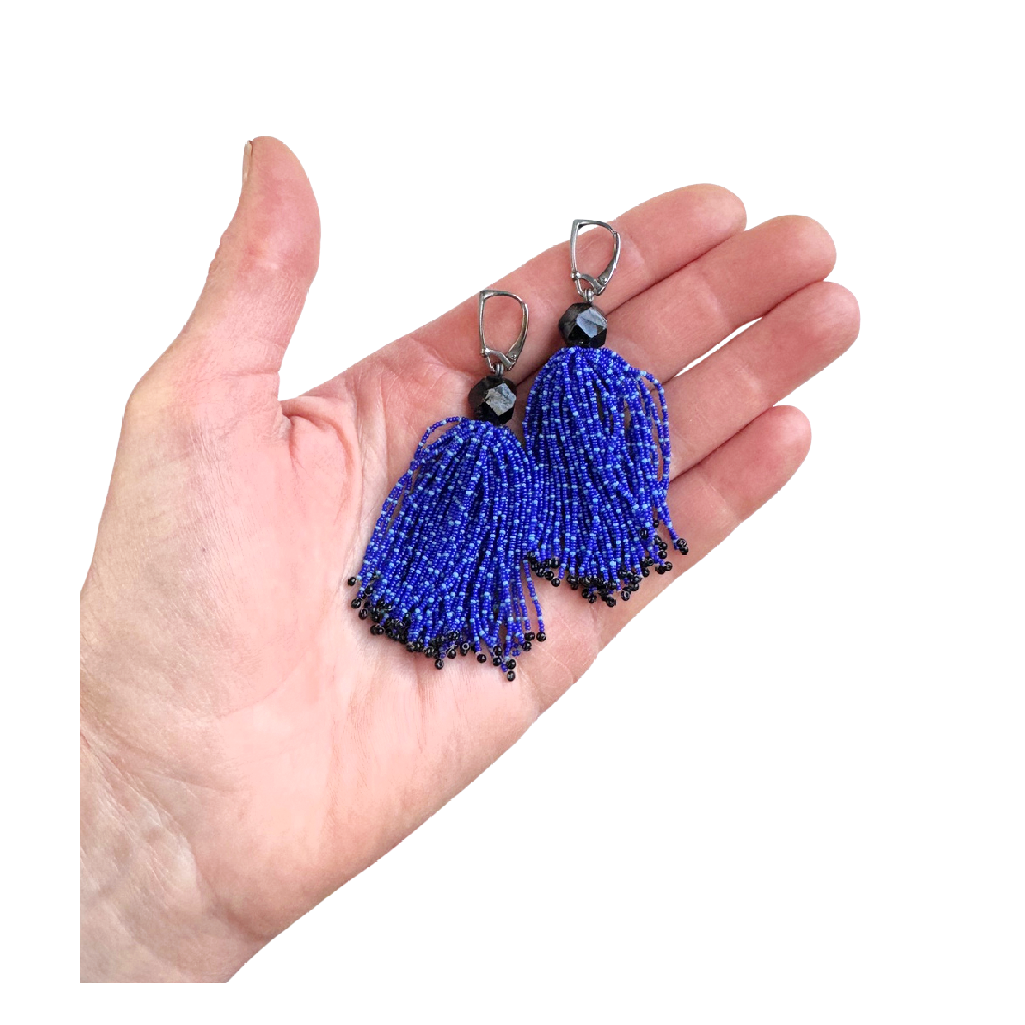 Vintage Cobalt Tassel Earrings Image 2.png