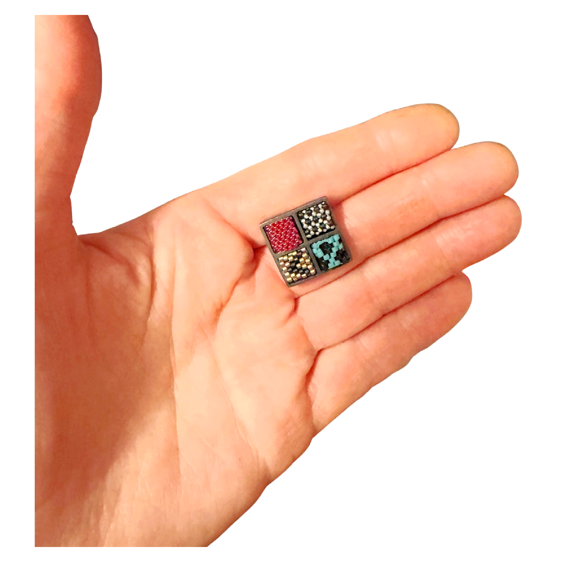 Confetti Earrings in Turquoise & Taupe Image 3 a.png