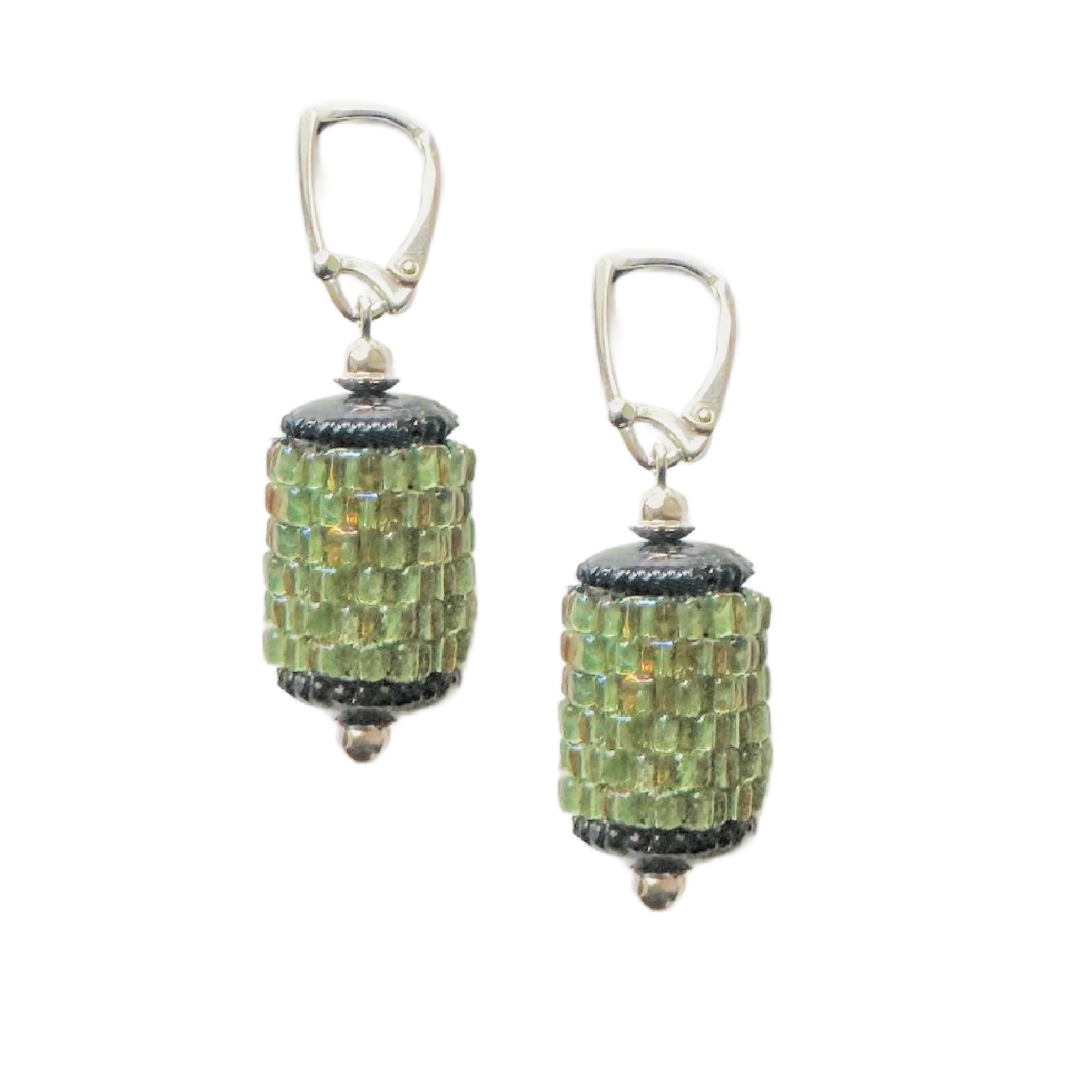 Iridescent Lime Barrel Earrings Image 1.png
