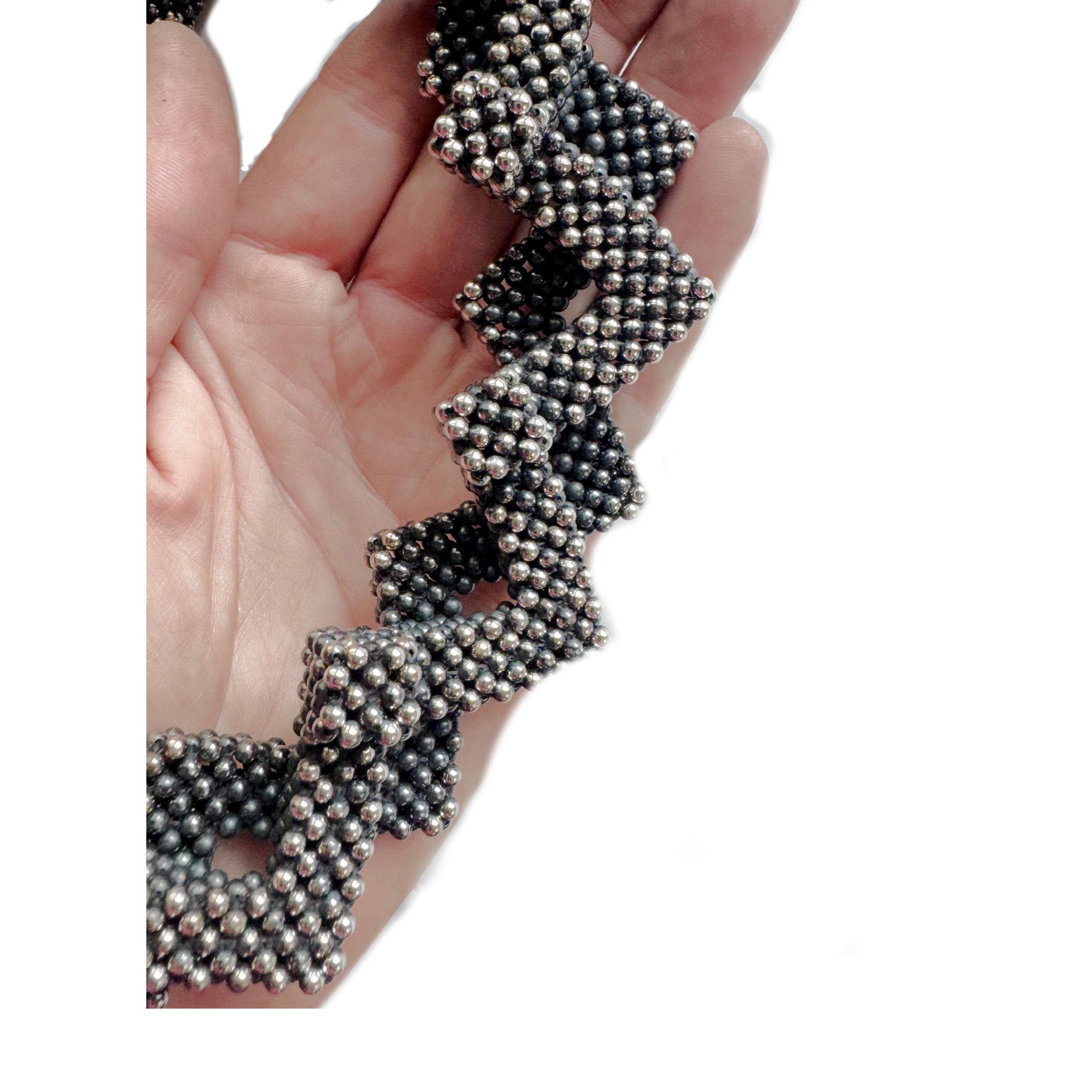 Detail of Double Layer Sterling Lotus Necklace.png