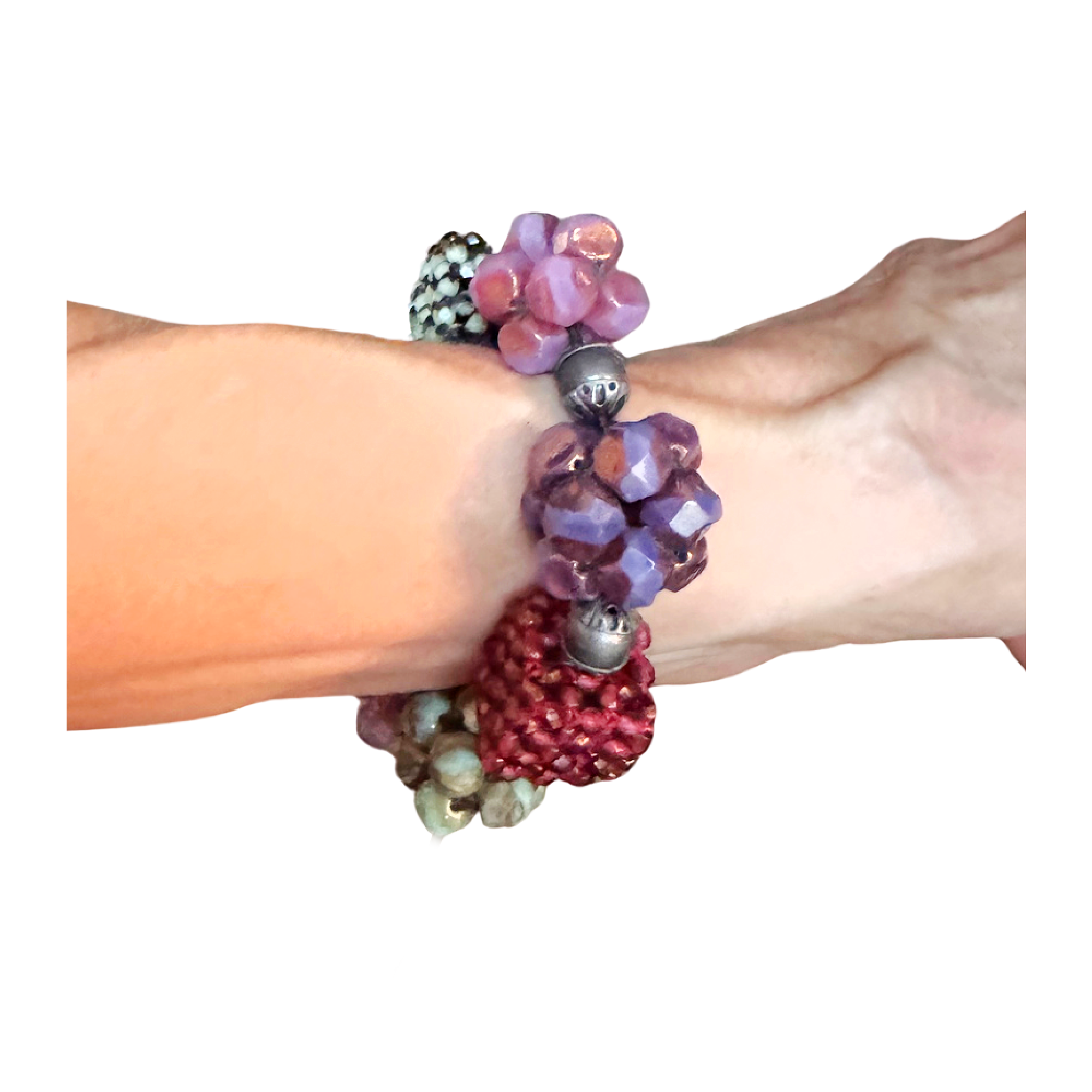 Large Cluster Bracelet in Mauve & Aqua Image 3.png