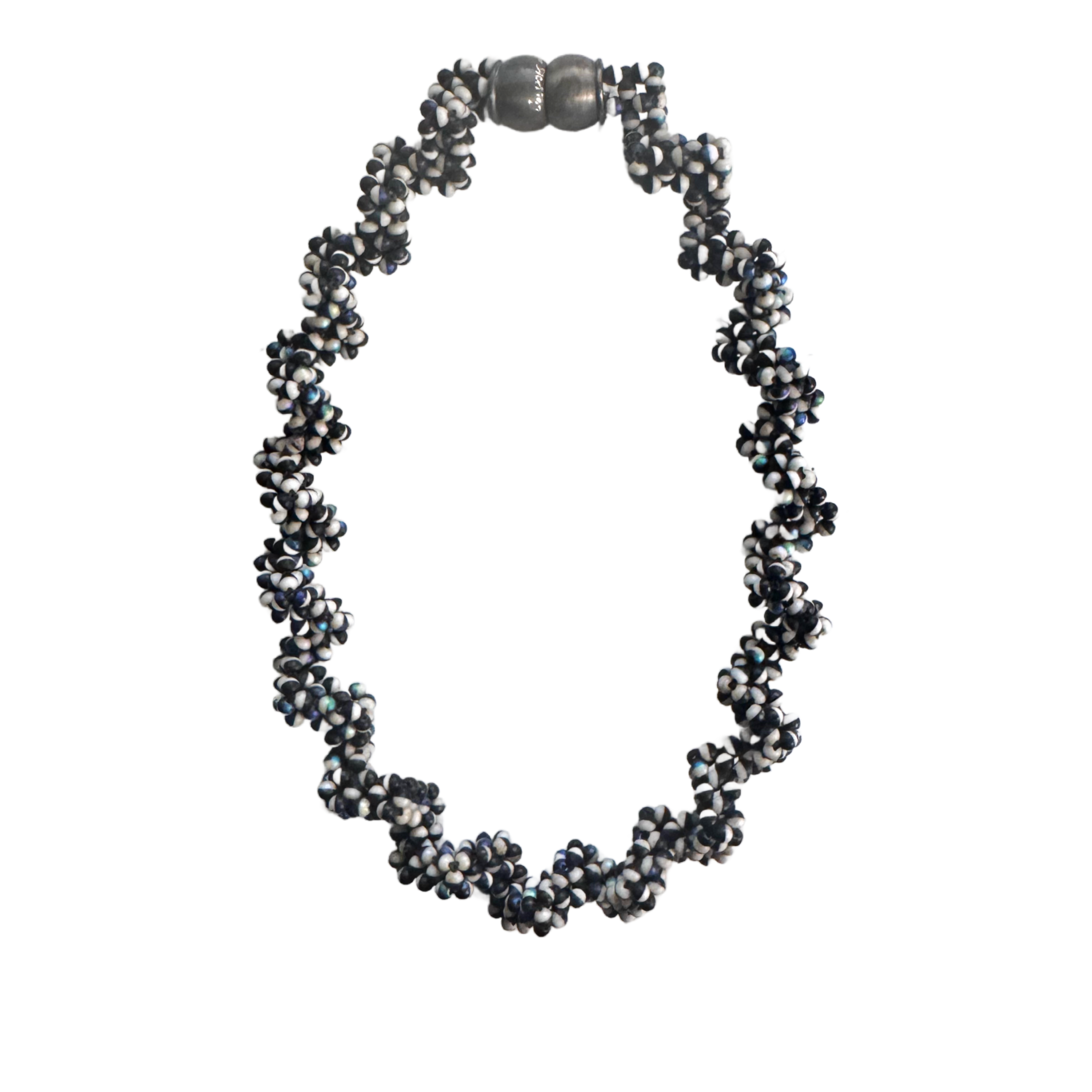 Opalescent Black & White Zig Zag Necklace Image 3.png