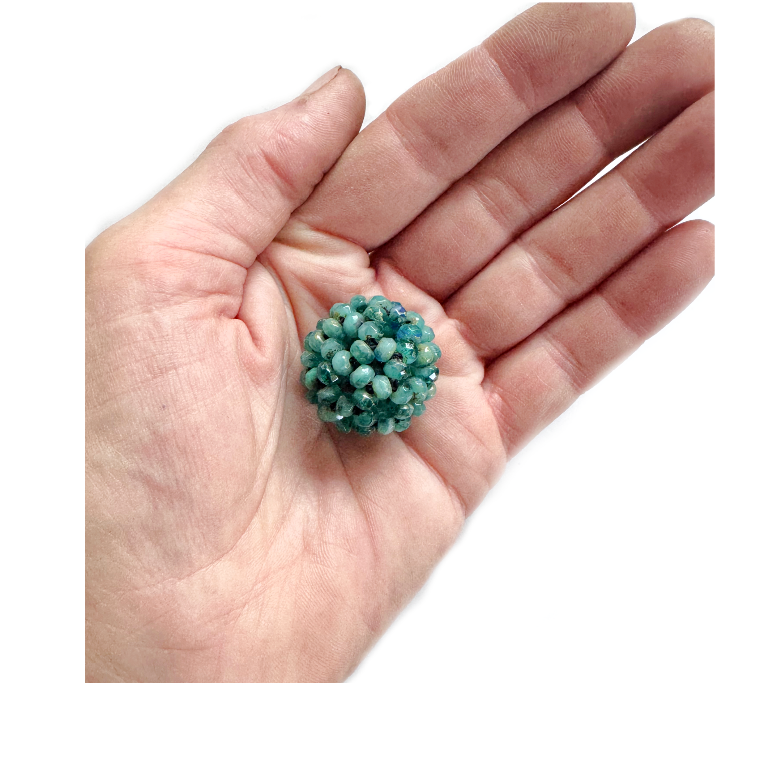 Mottled Turquoise & Tourmeline Large Lacy Sphere.png