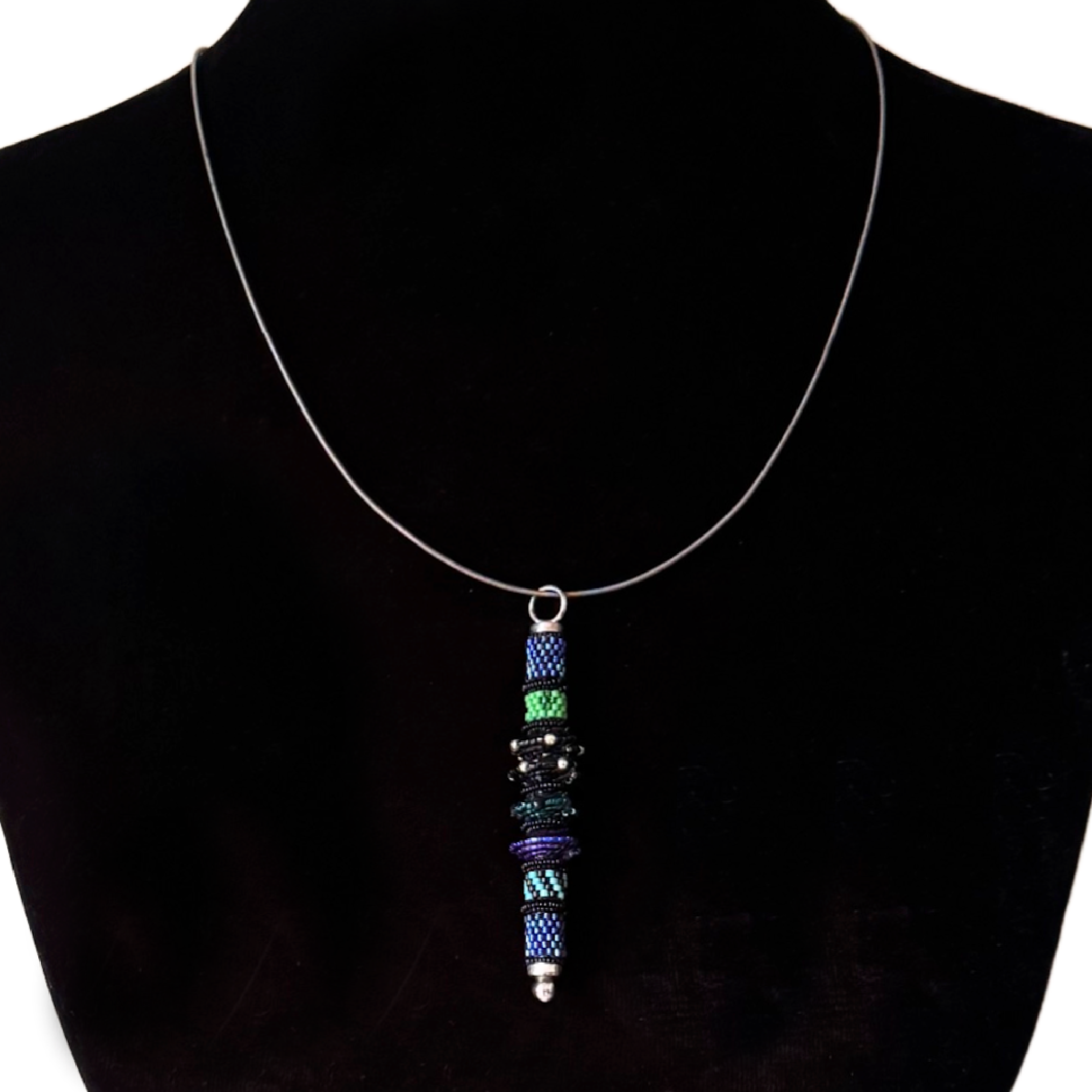 Vintage Small Cylinder Pendant in Sapphire & Lime Image 1.png