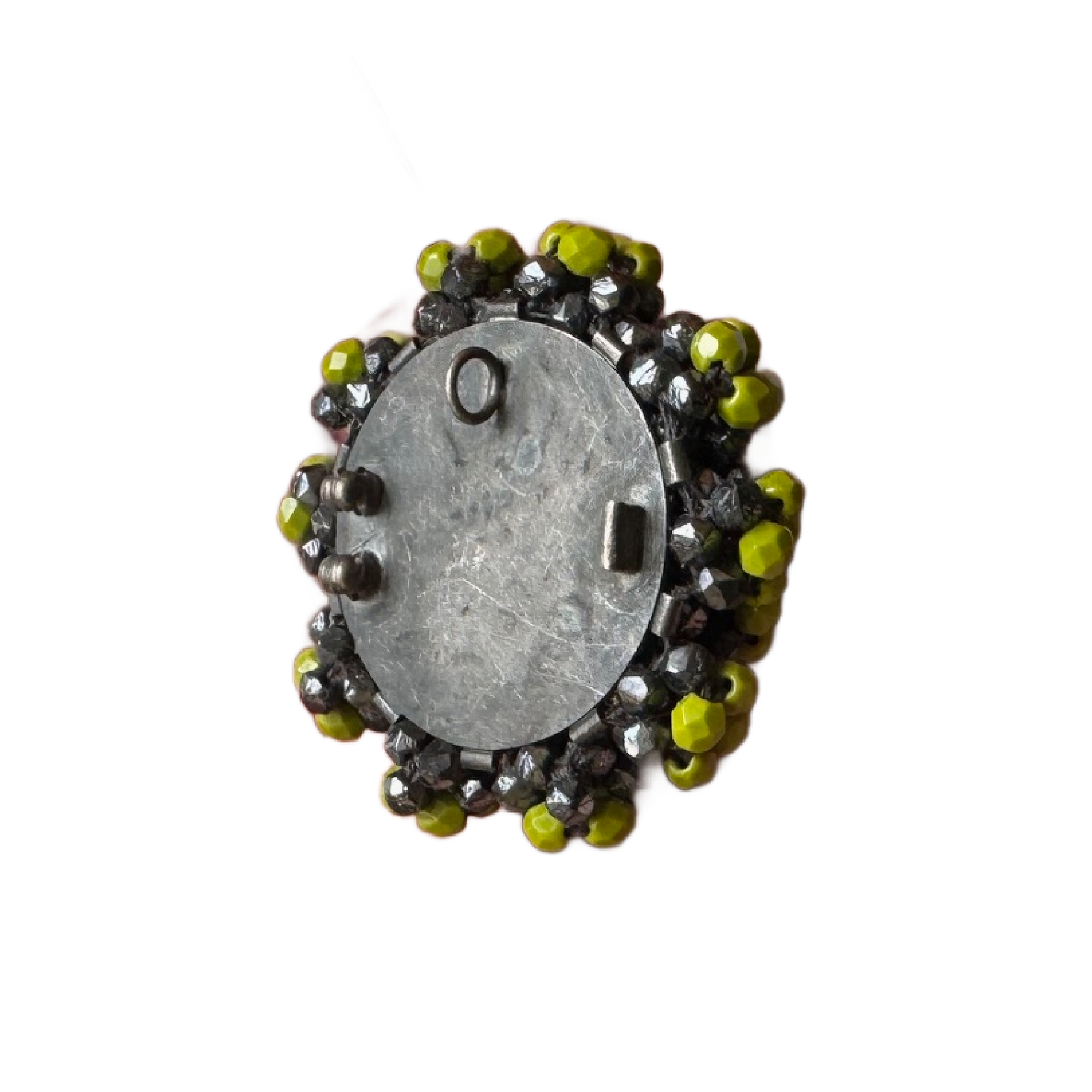 Lime Floral Hemisphere Brooch Pendant Image 3.png