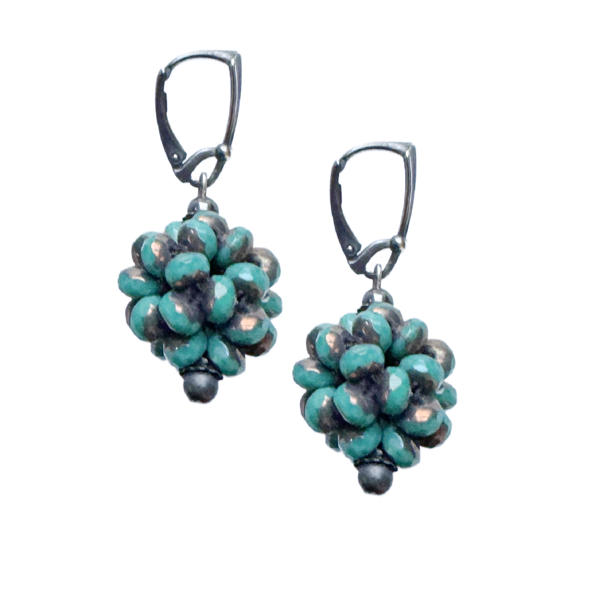 Coppery Persian Turquoise Sphere Earrings Image 1.png