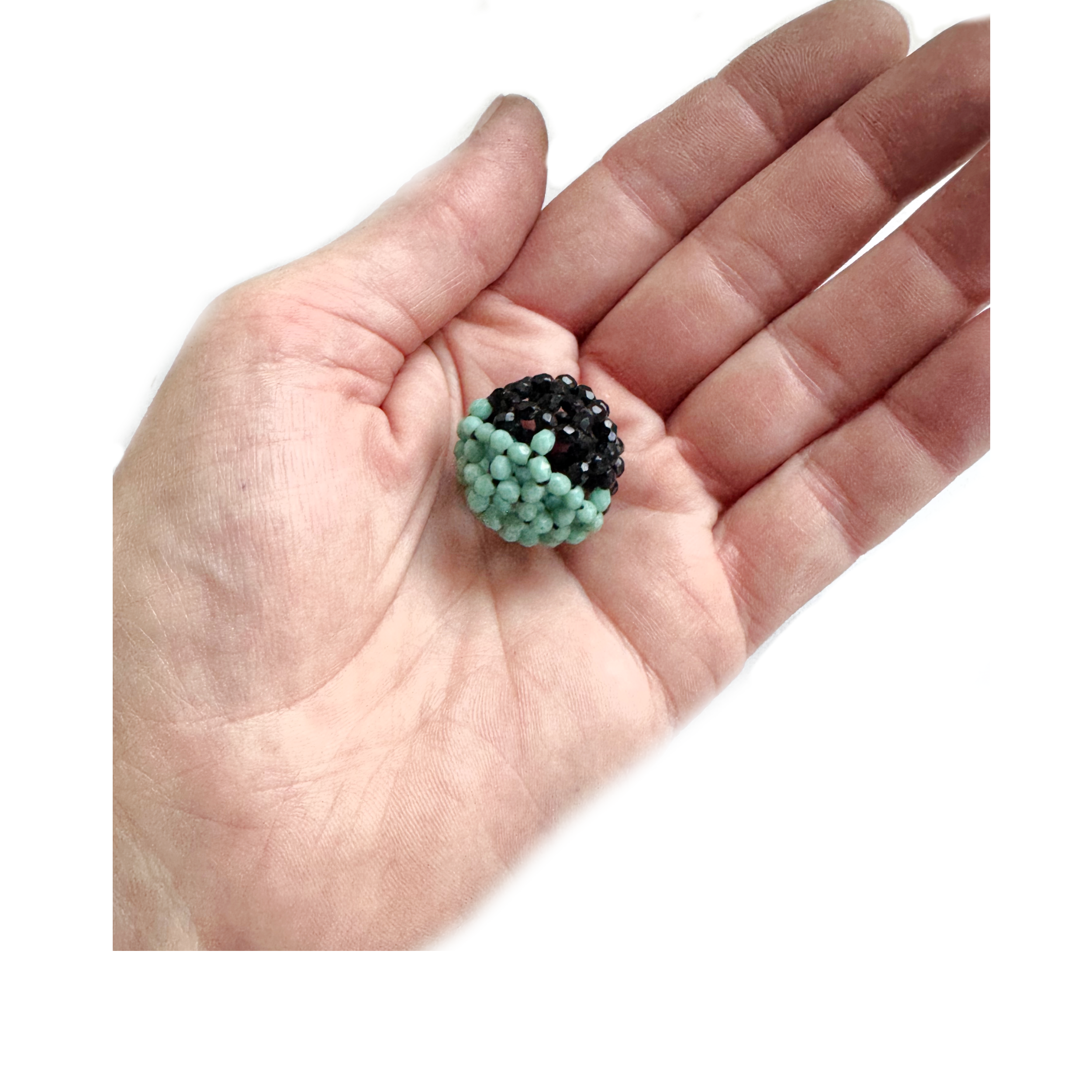 Half Black Half Turquoise Medium Lacy Sphere.png