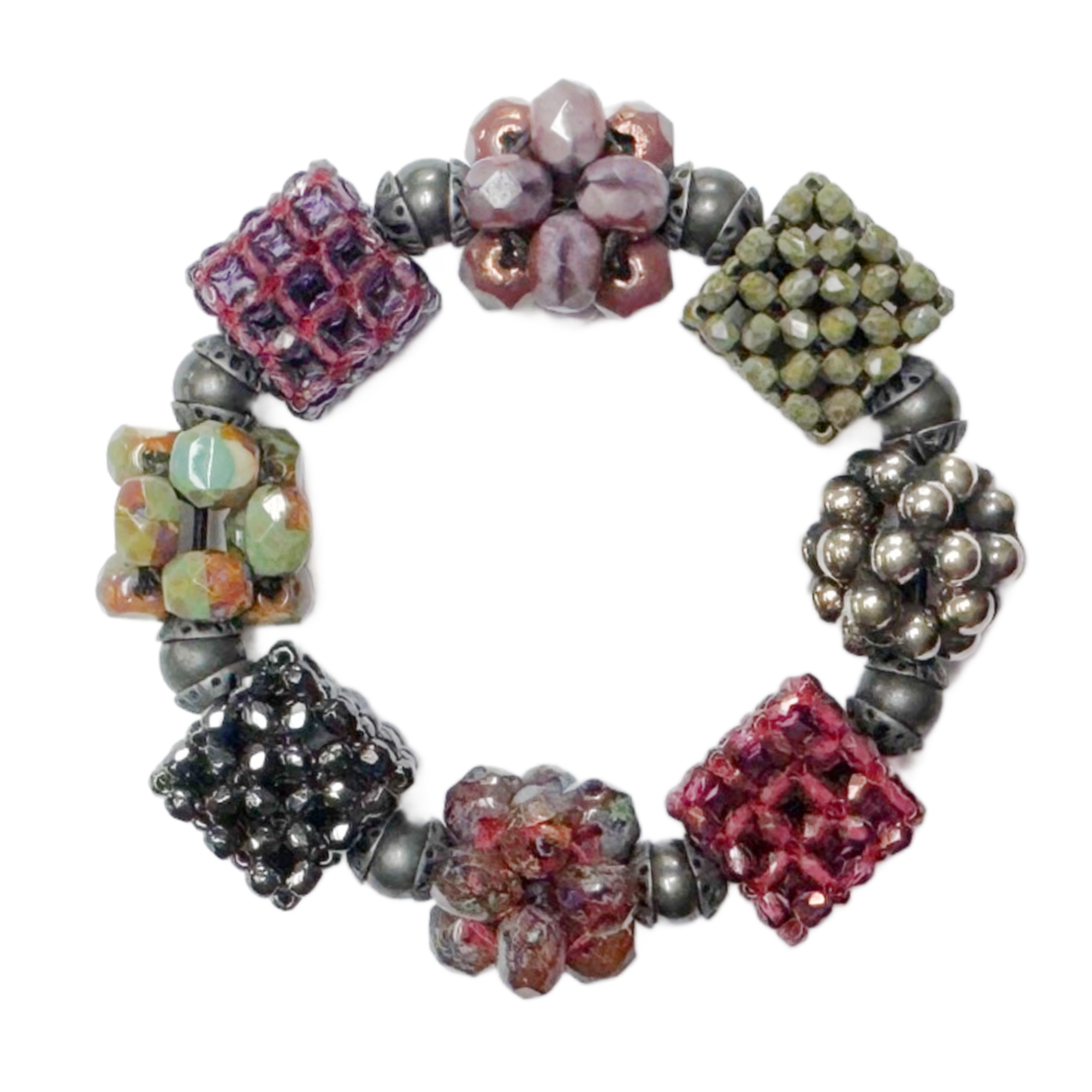 Large Cluster Bracelet in Plum & Moss Image 1.png
