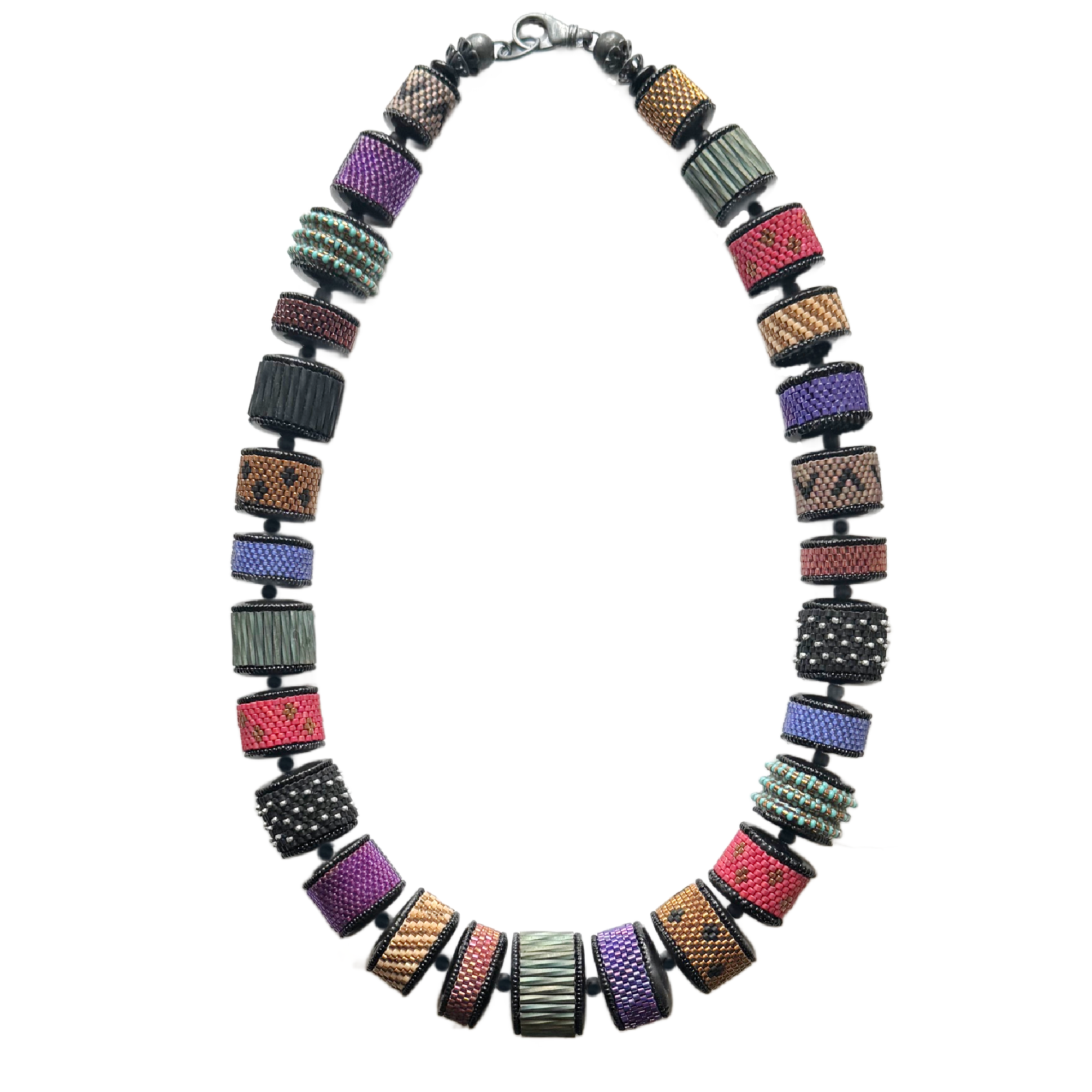 Vintage Polychrome Beaded Bead Necklace Image 2.png
