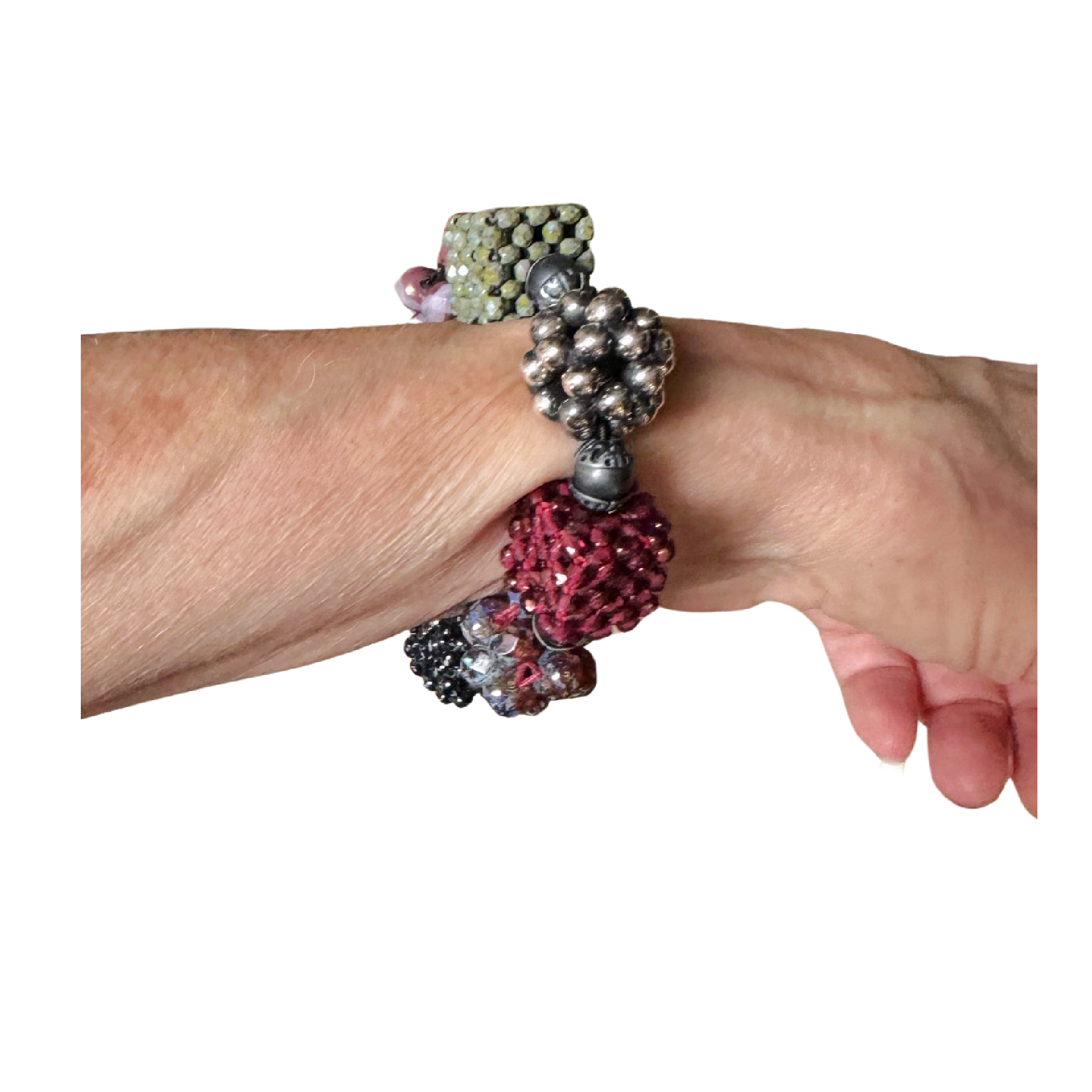 Large Cluster Bracelet in Plum & Moss Image 3.png