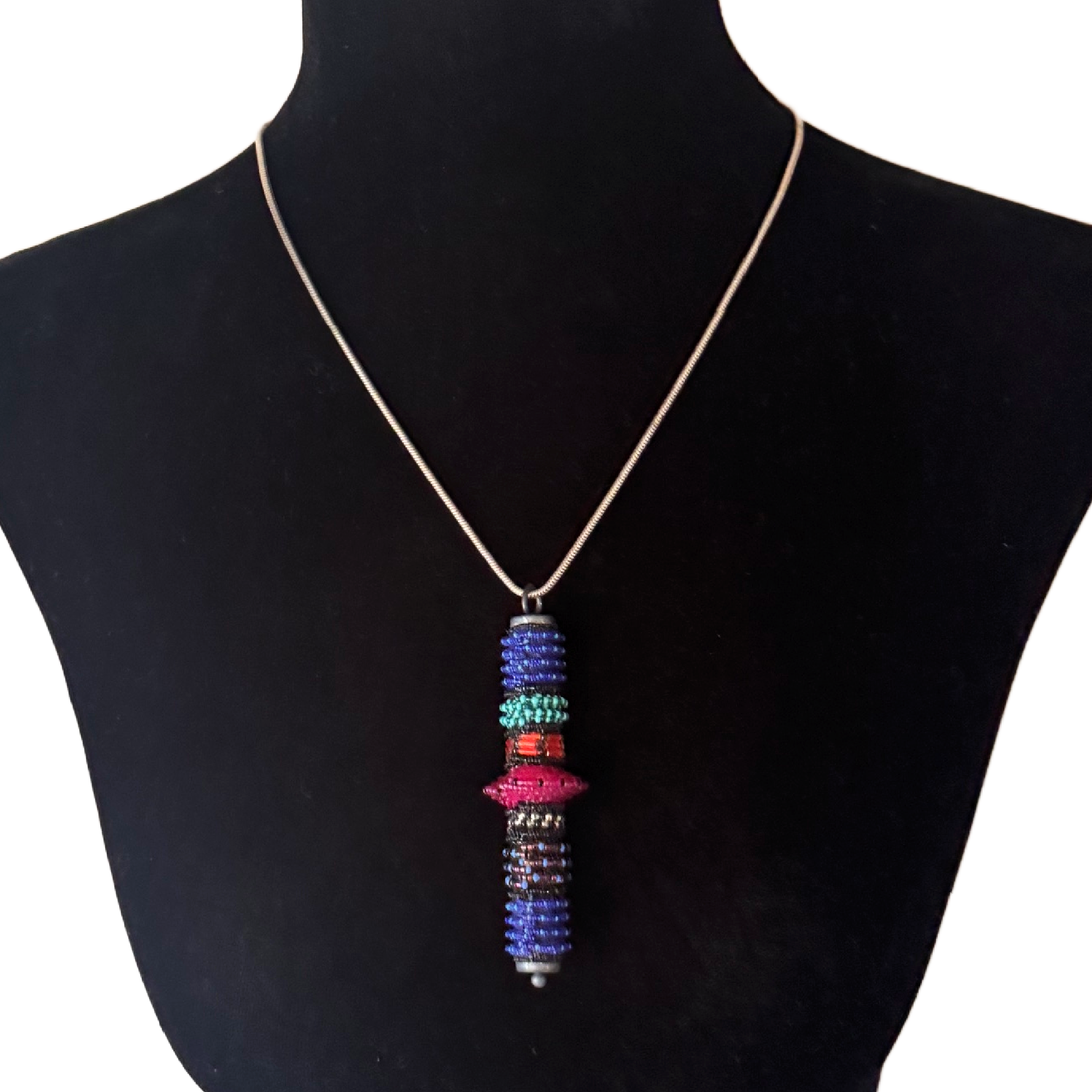 Vintage Tiny Cobalt Cylinder Pendant Image 1.png