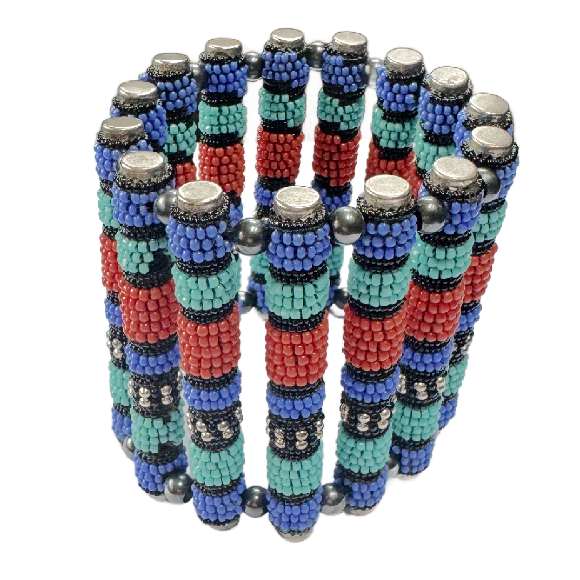 Vintage Cylinder Cuff Bracelet in Summery Colors